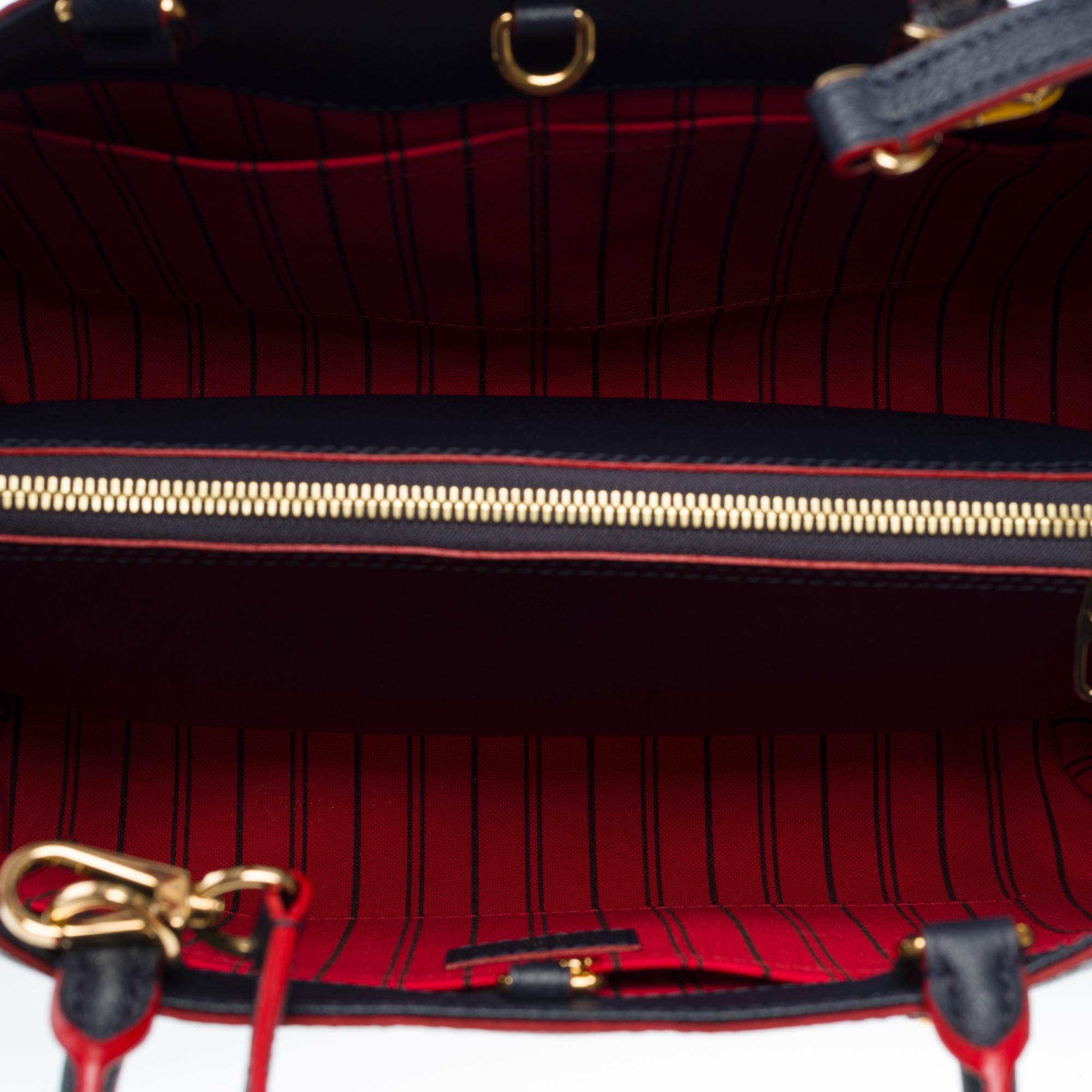 Louis Vuitton Montaigne MM handbag strap in blue/red monogram leather , GHW 3