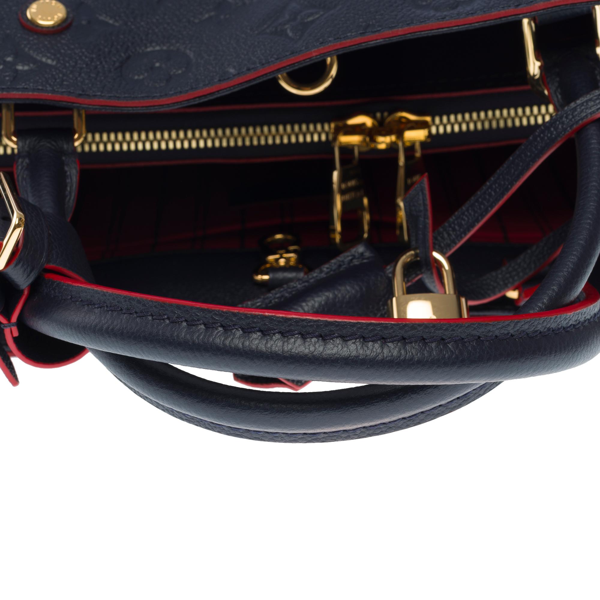 Louis Vuitton Montaigne MM handbag strap in blue/red monogram leather , GHW 4