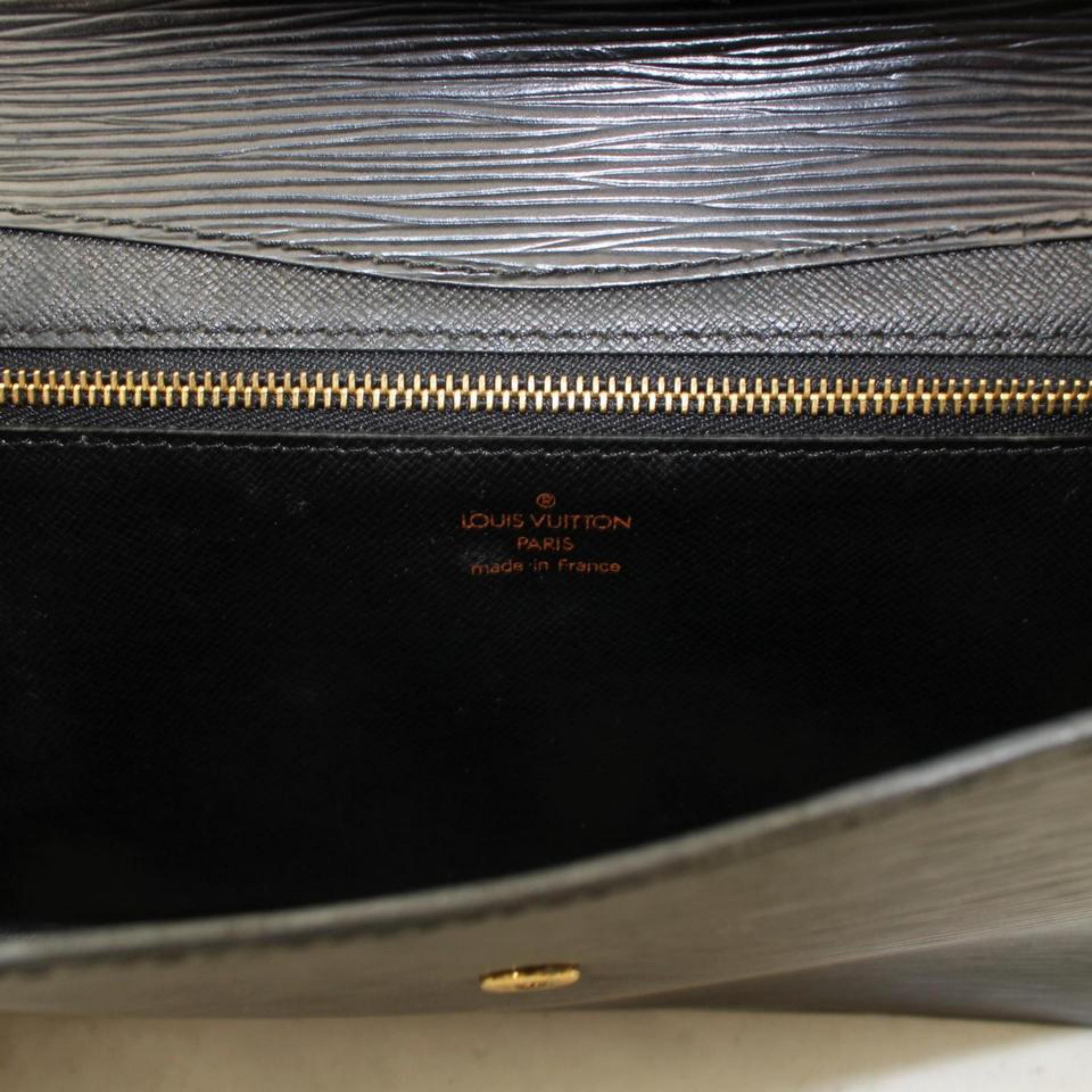 Louis Vuitton Montaigne Noir Envelope 869581 Black Leather Clutch For Sale 7