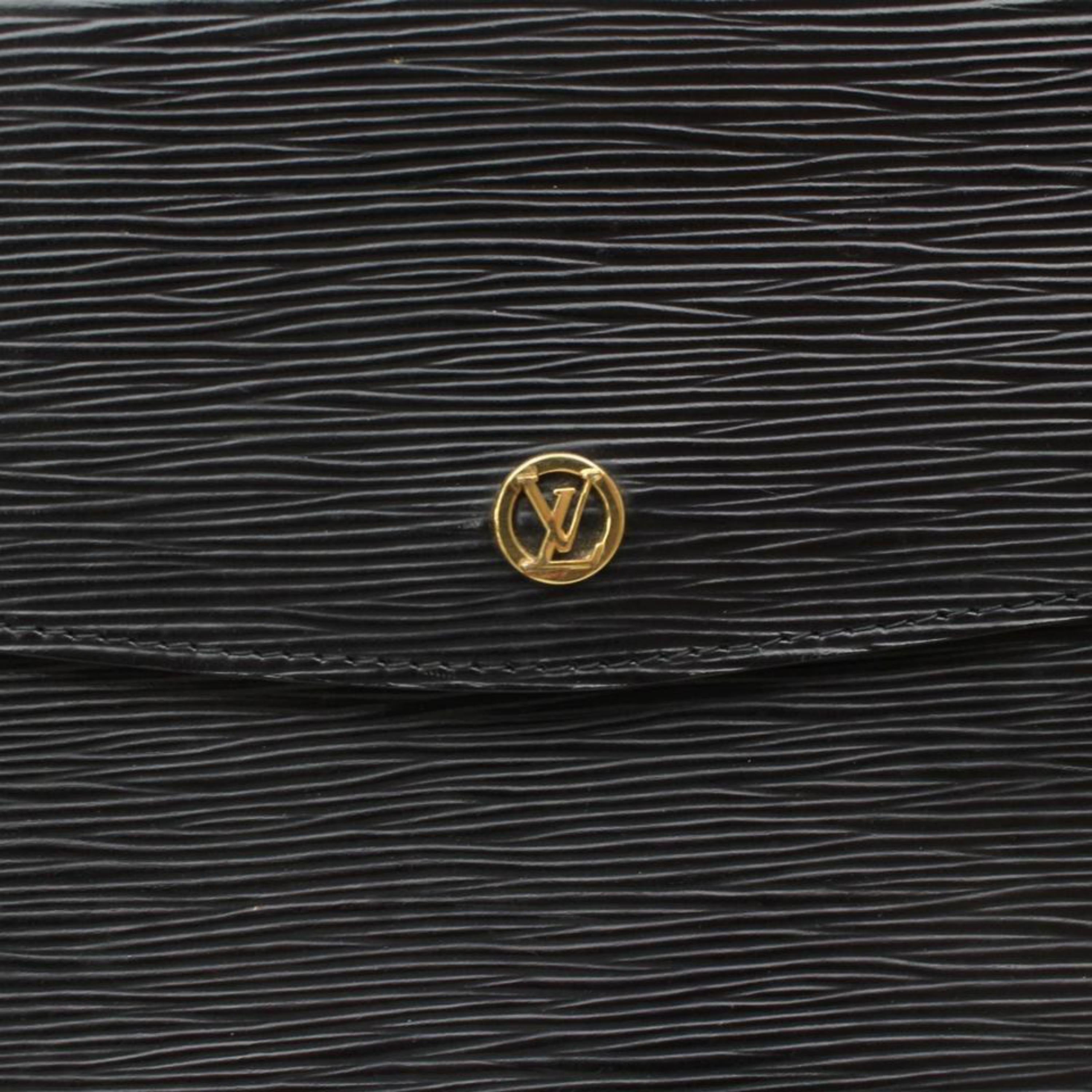 Louis Vuitton Montaigne Noir Envelope 869581 Black Leather Clutch For Sale 1