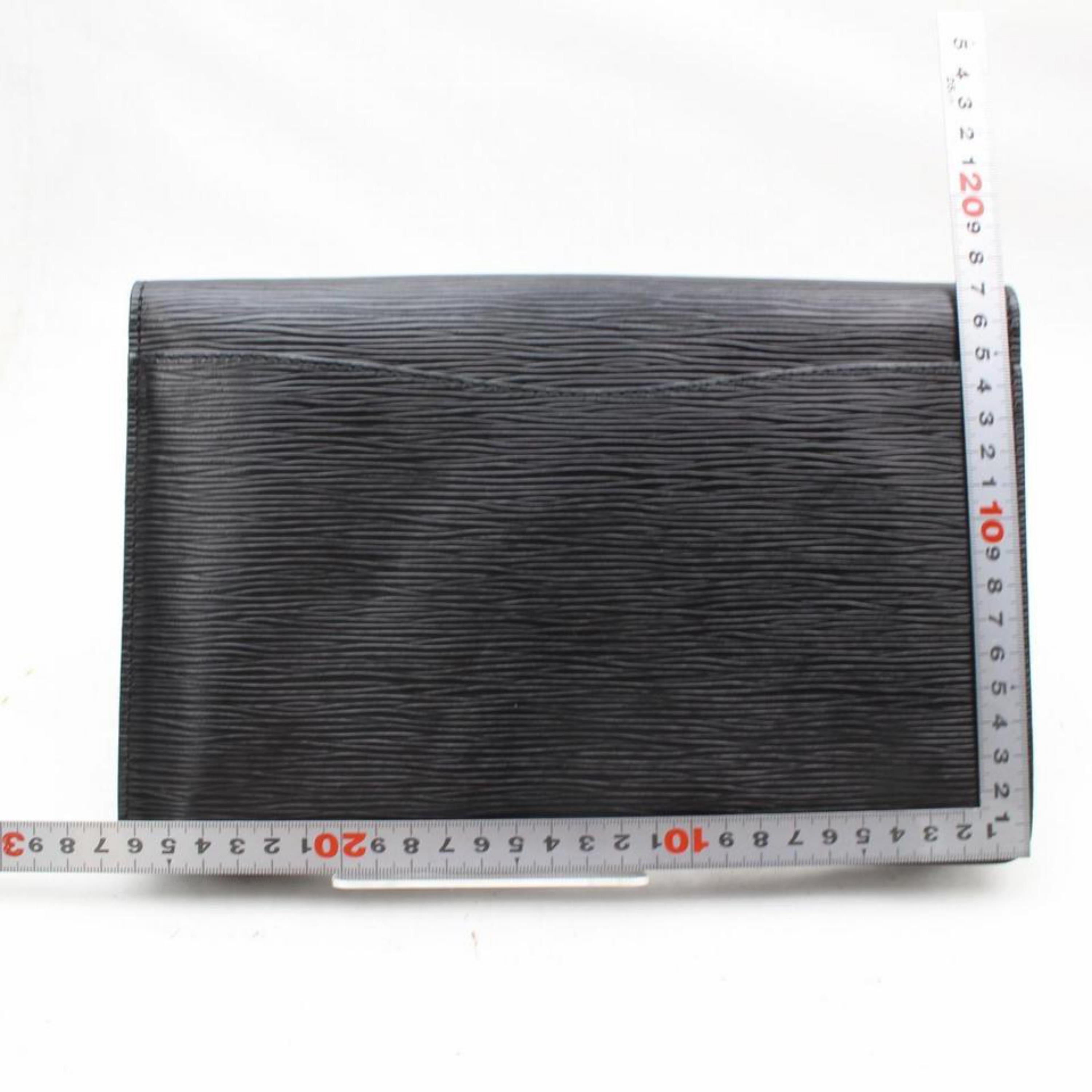 Louis Vuitton Montaigne Noir Envelope 869581 Black Leather Clutch For Sale 2