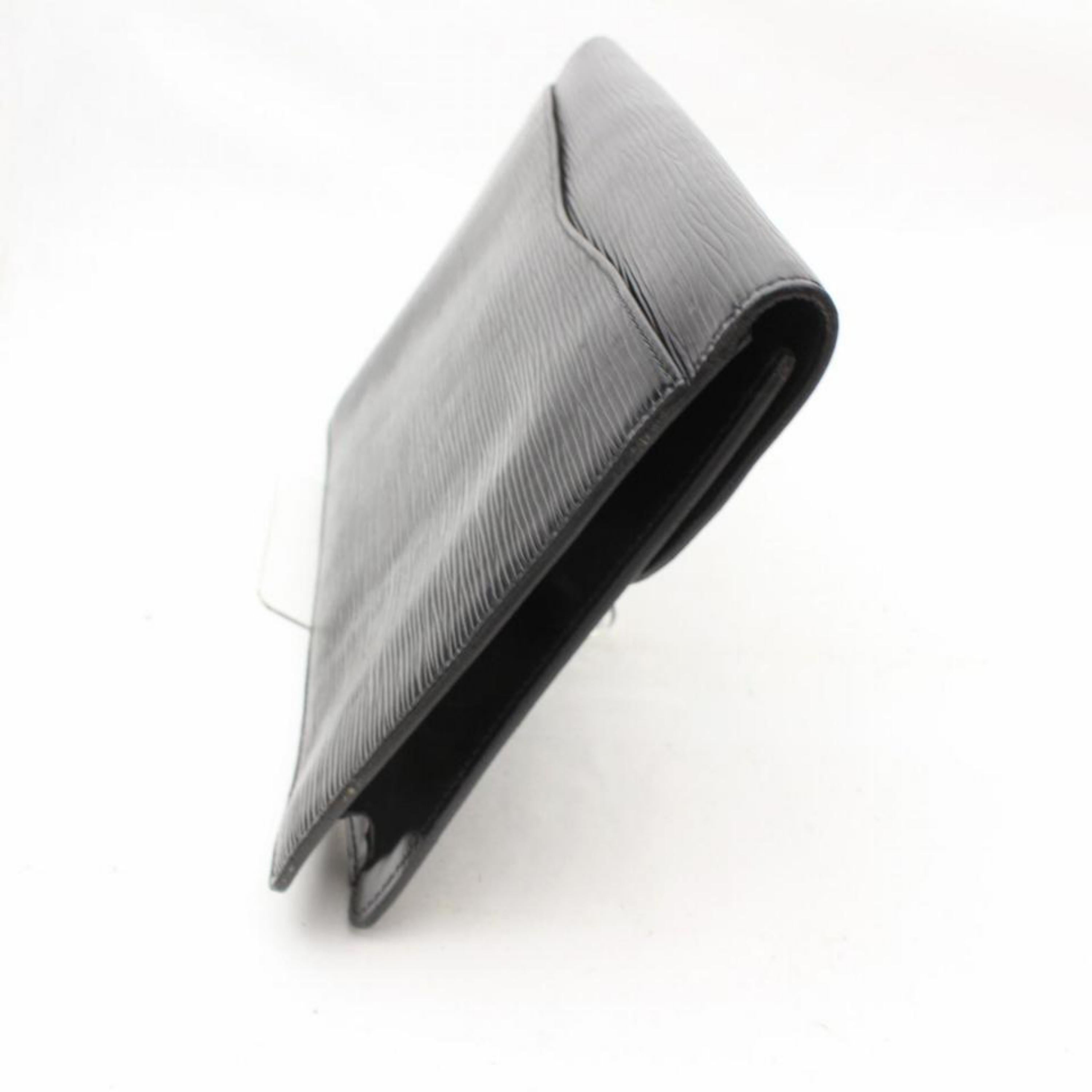 Louis Vuitton Montaigne Noir Envelope 869581 Black Leather Clutch For Sale 3