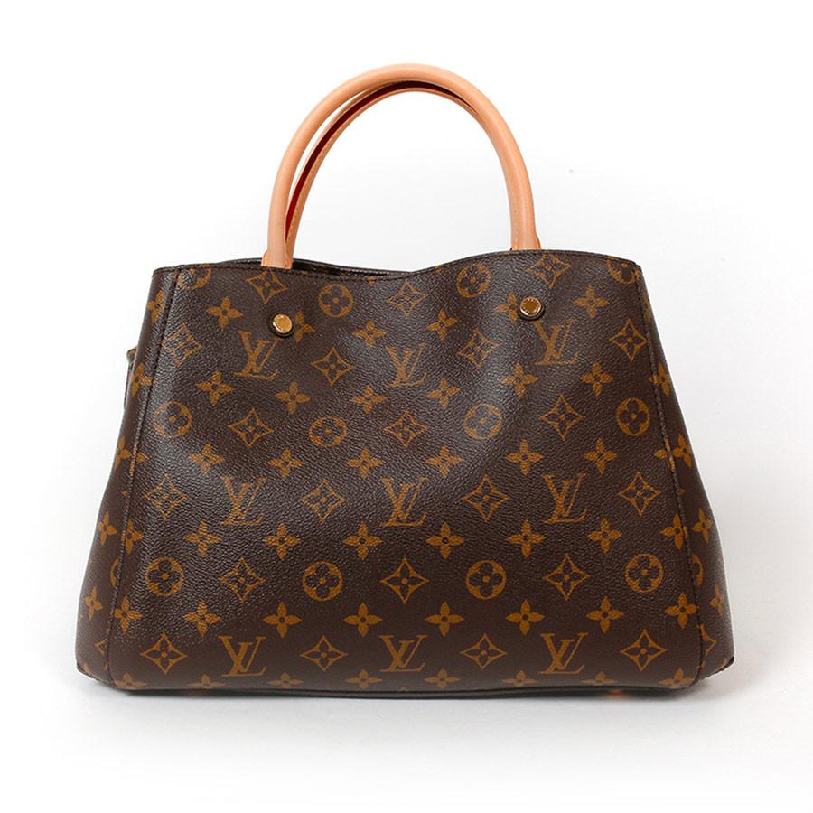 LOUIS VUITTON Montaigne Tote Bag in Brown Monogram Canvas and Natural Leather In New Condition In Paris, FR