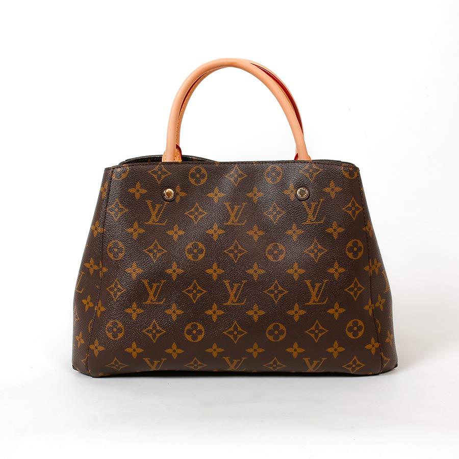 Women's LOUIS VUITTON Montaigne Tote Bag in Brown Monogram Canvas and Natural Leather