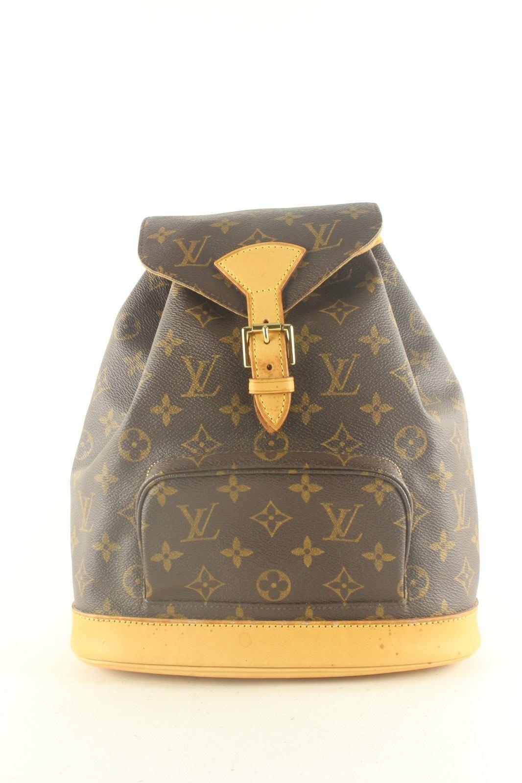 Louis Vuitton Montsouris Backpack MM Brown Canvas/Leather 9LV810K For Sale 8