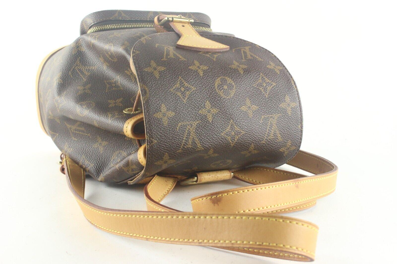 Louis Vuitton Montsouris Backpack MM Brown Canvas/Leather 9LV810K In Good Condition For Sale In Dix hills, NY
