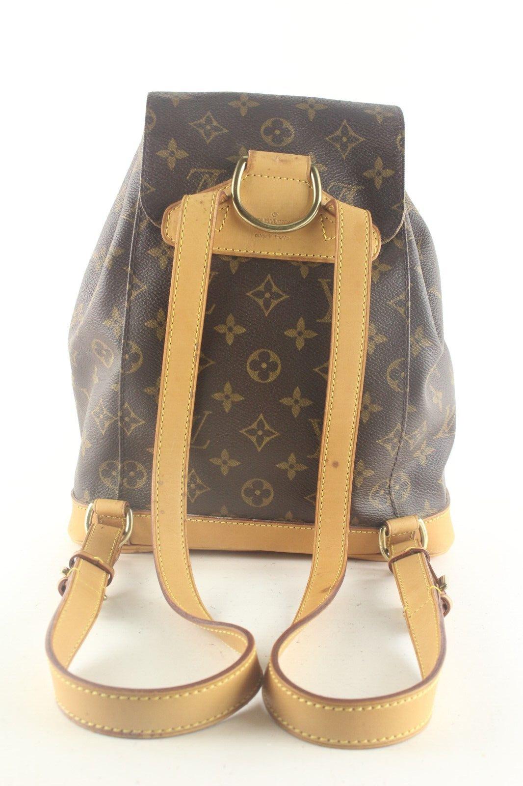 Women's Louis Vuitton Montsouris Backpack MM Brown Canvas/Leather 9LV810K For Sale
