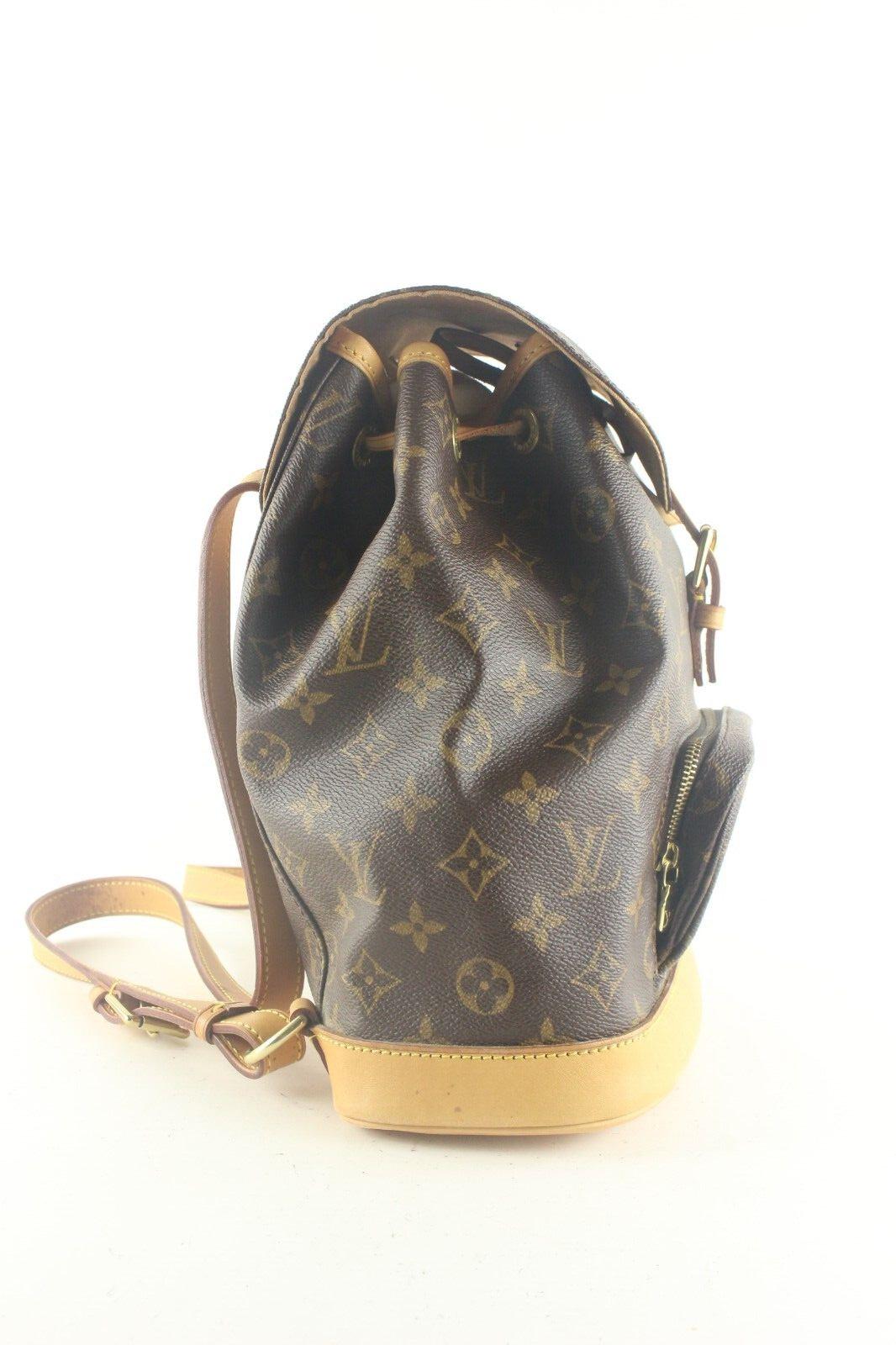 Louis Vuitton Montsouris Backpack MM Brown Canvas/Leather 9LV810K For Sale 1