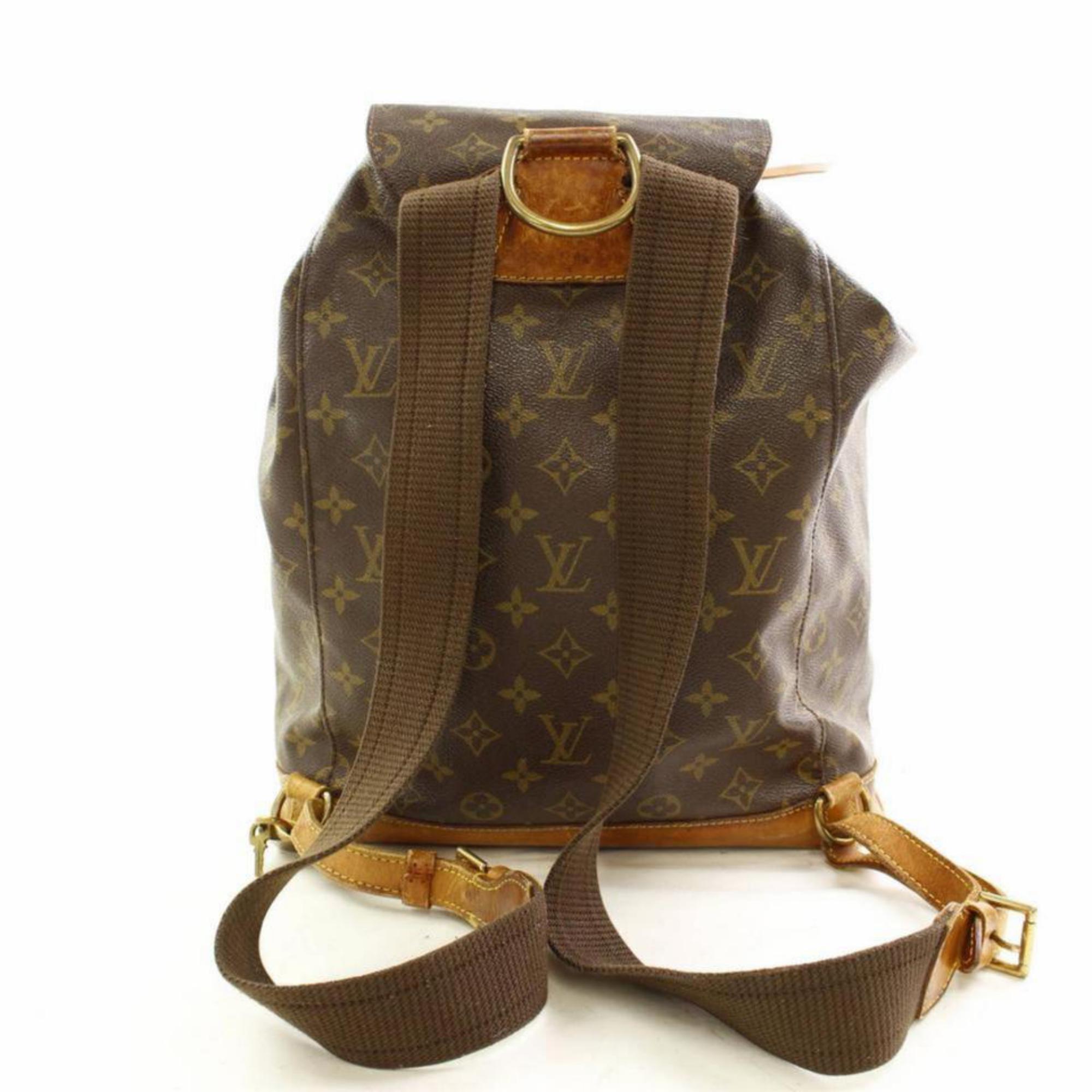 Louis Vuitton Montsouris Gm 866462 Brown Canvas and Calf Leather Backpack For Sale 7