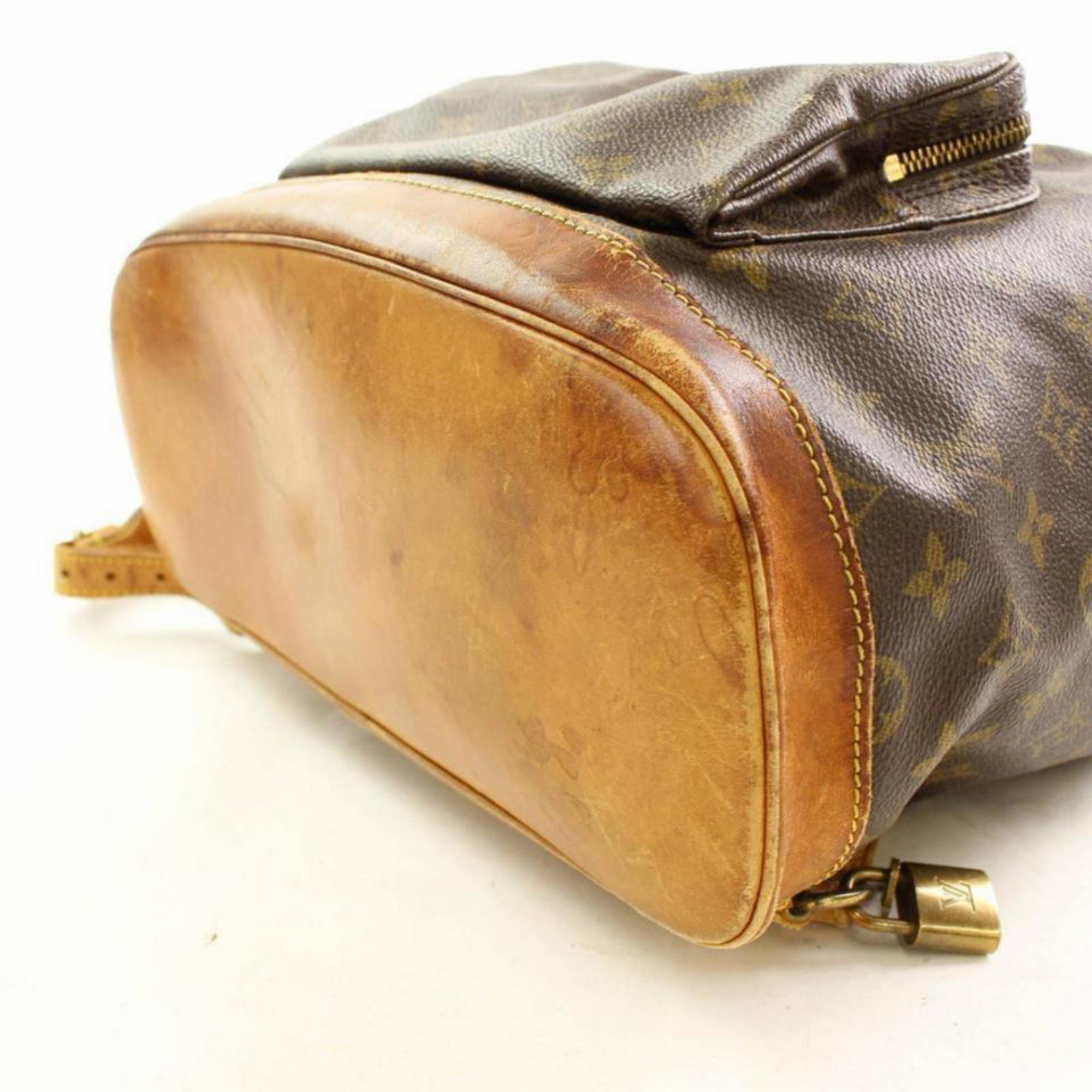 Louis Vuitton Montsouris Gm 866462 Brown Canvas and Calf Leather Backpack For Sale 8