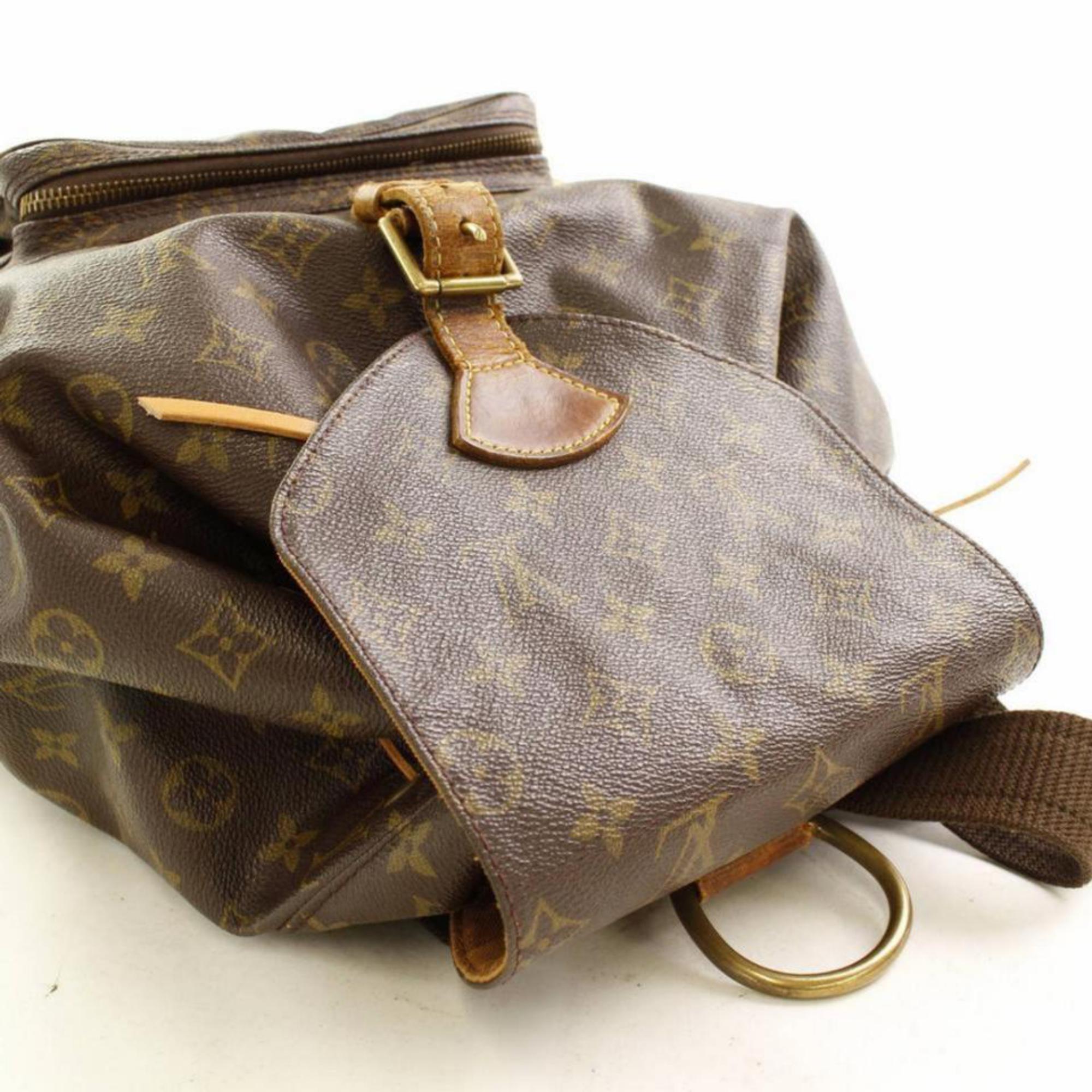 Louis Vuitton Montsouris Gm 866462 Brown Canvas and Calf Leather Backpack For Sale 1