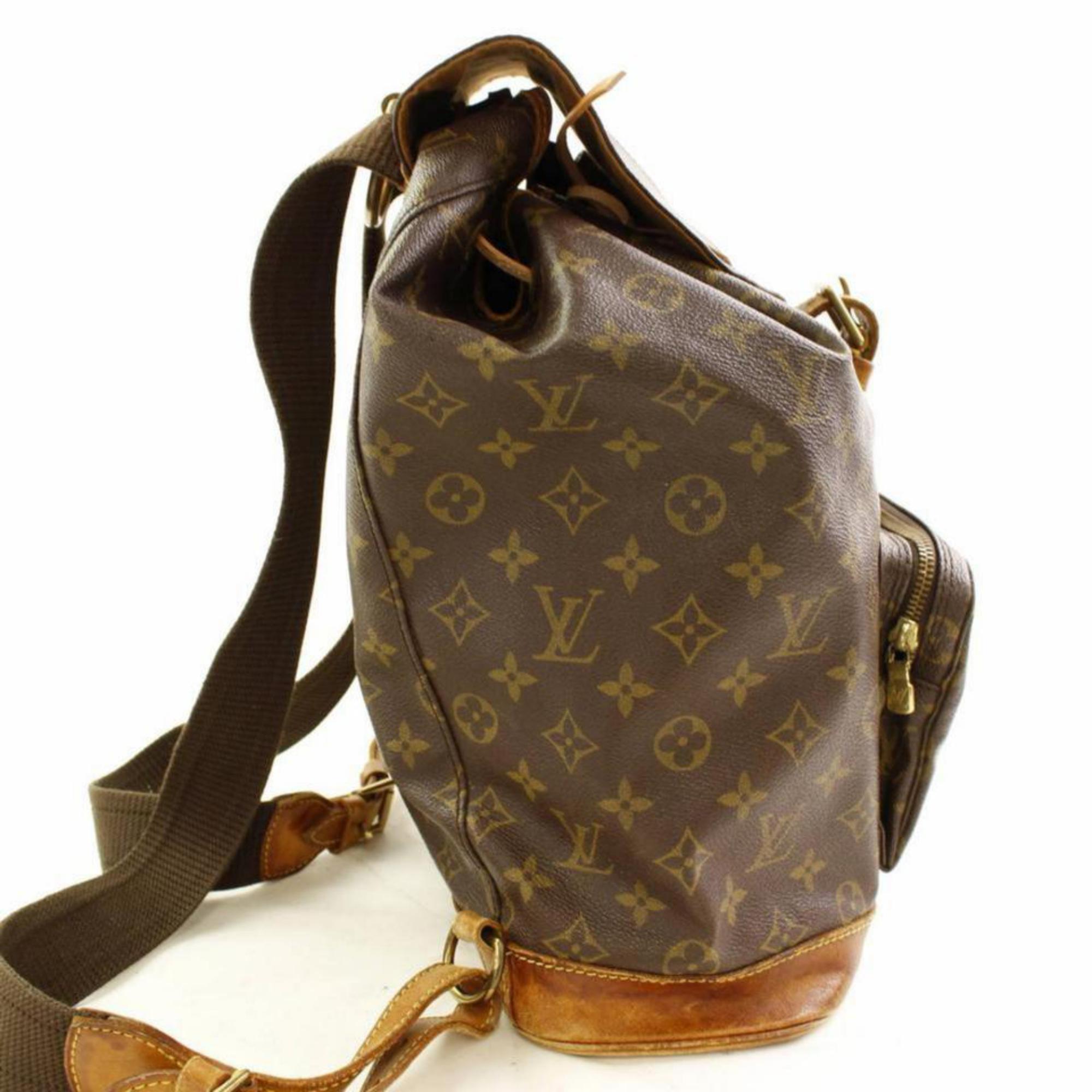 Louis Vuitton Montsouris Gm 866462 Brown Canvas and Calf Leather Backpack For Sale 2