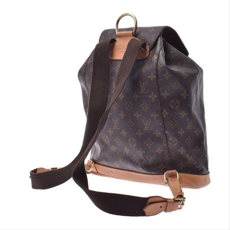 Black Louis Vuitton Montsouris Gm Monogram Large 12lva624 Brown Coated Canvas Backpack For Sale