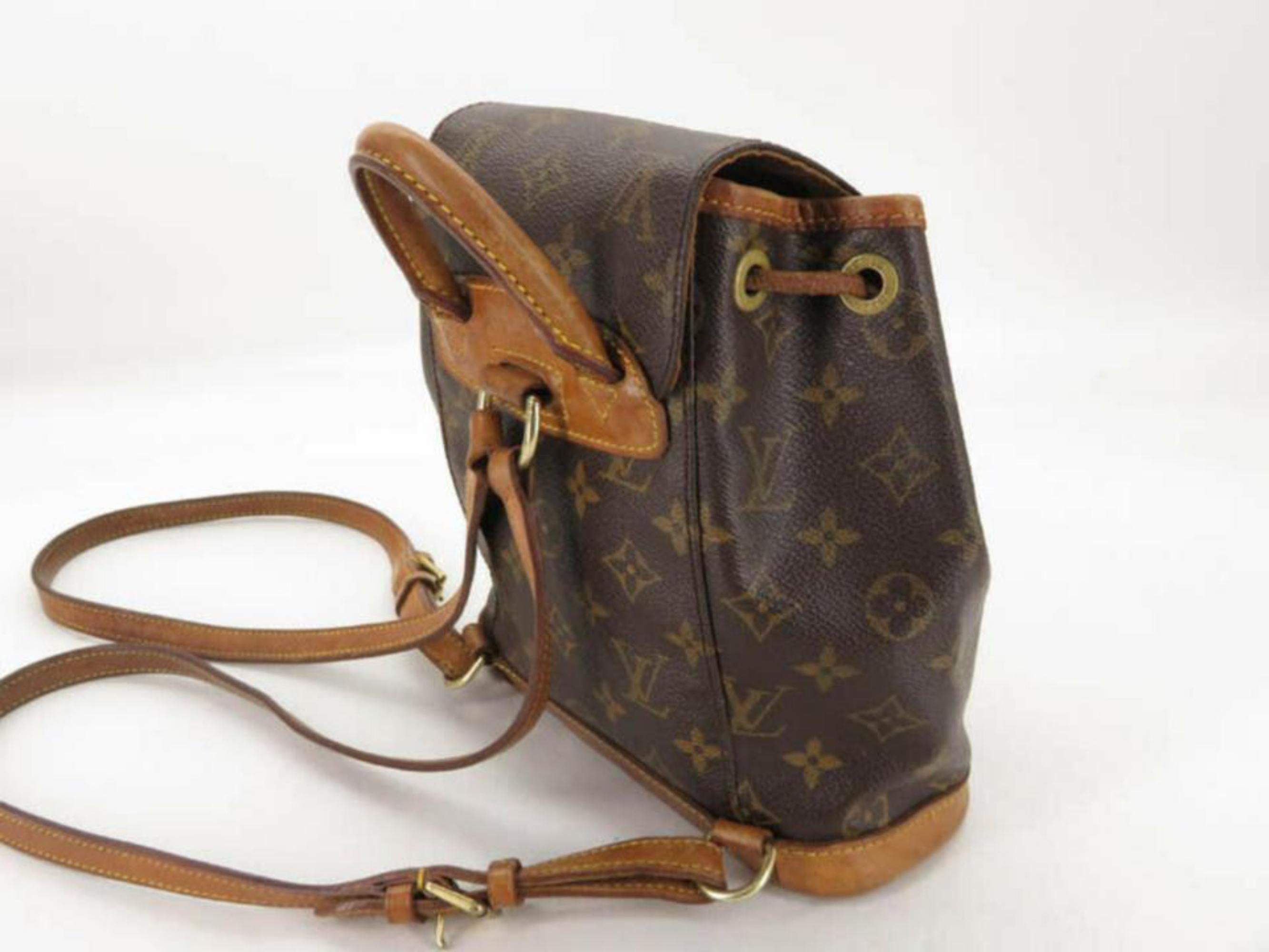 Louis Vuitton Montsouris Monogram Mini 870233 Brown Coated Canvas Backpack For Sale 6