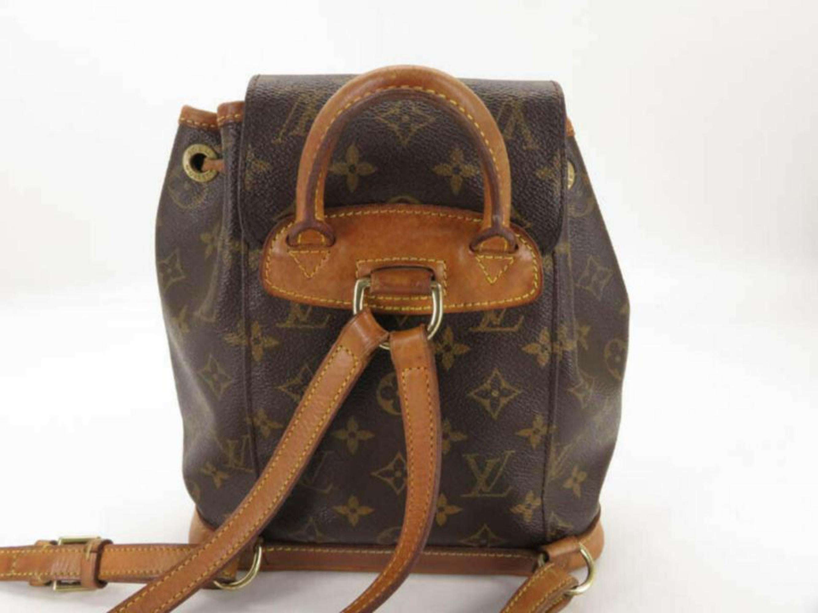 Louis Vuitton Montsouris Monogram Mini 870233 Brown Coated Canvas Backpack For Sale 7