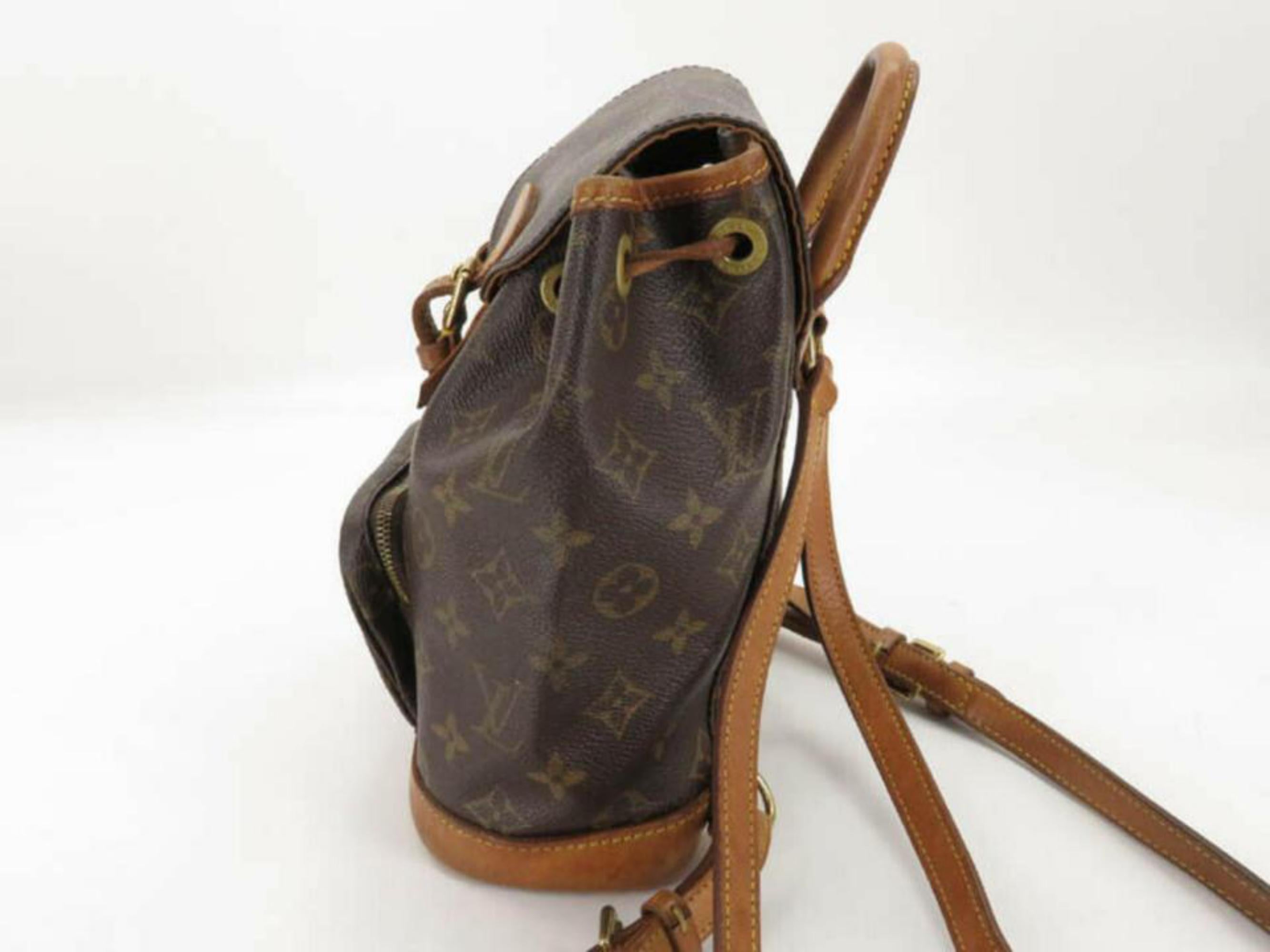 Louis Vuitton Montsouris Monogram Mini 870233 Brown Coated Canvas Backpack For Sale 2