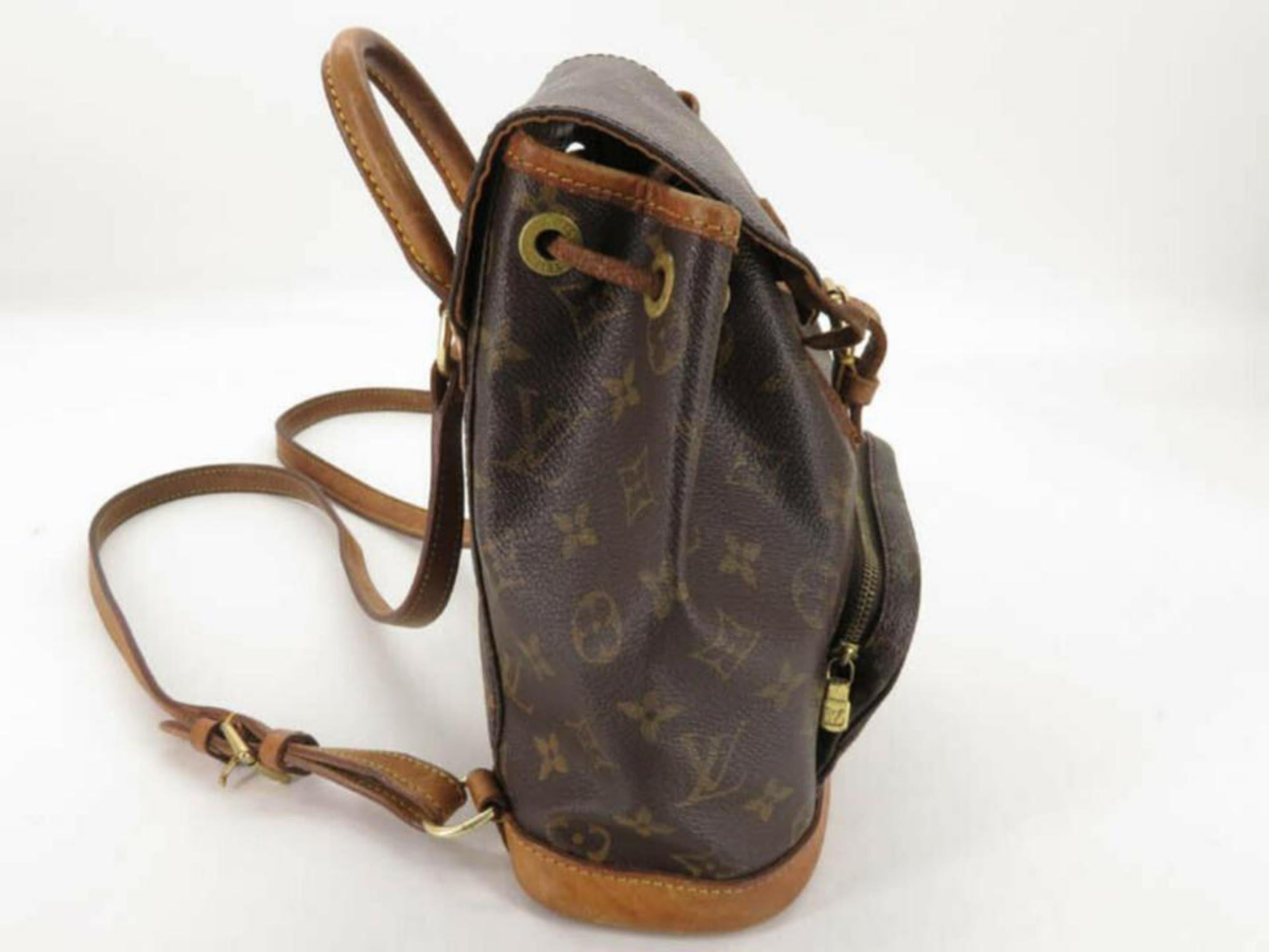 Louis Vuitton Montsouris Monogram Mini 870233 Brown Coated Canvas Backpack For Sale 3