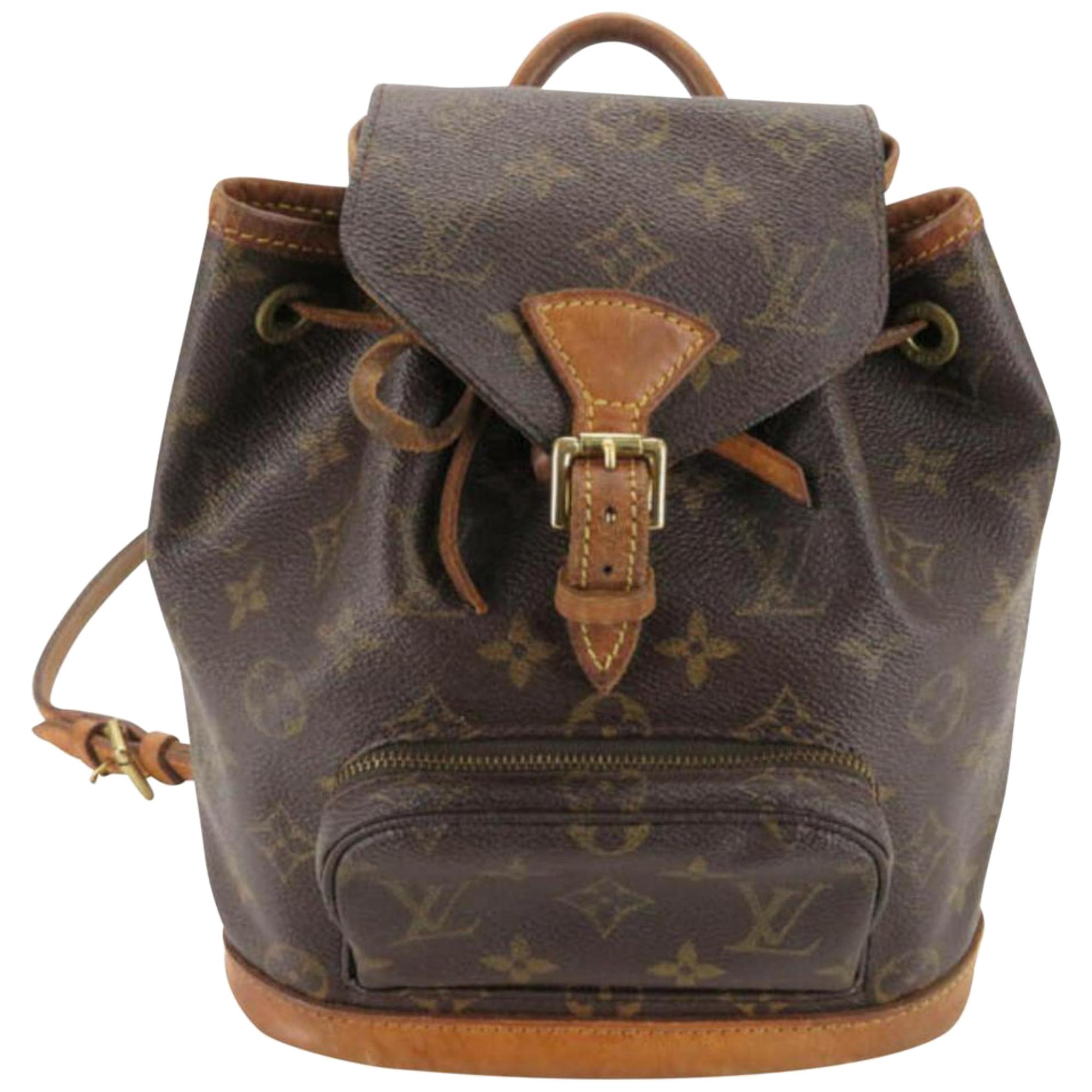 Louis Vuitton Montsouris Monogram Mini 870233 Brown Coated Canvas Backpack For Sale