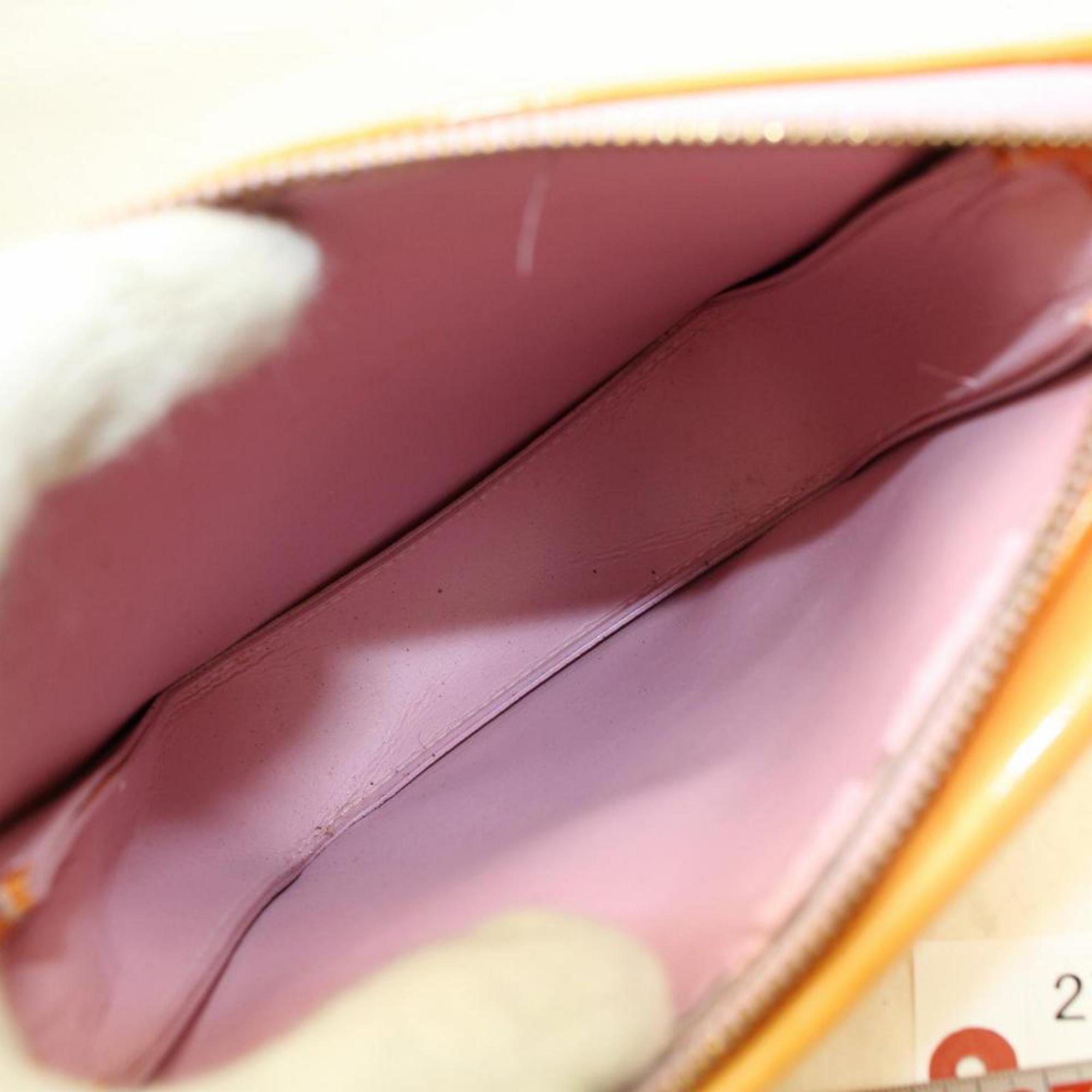 Louis Vuitton Mott Monogram Vernis 868580 Orange Patent Leather Shoulder Bag In Fair Condition For Sale In Forest Hills, NY