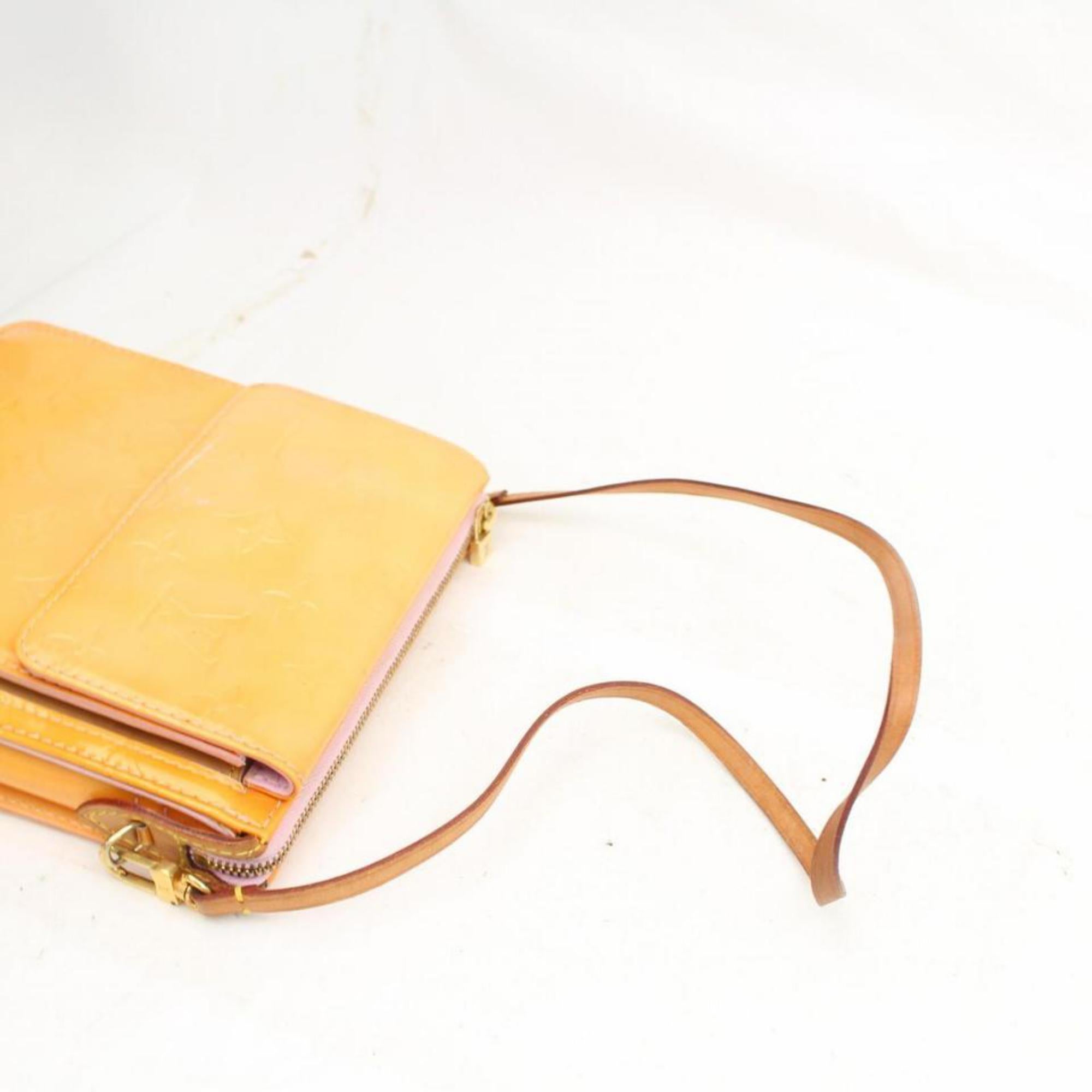 Louis Vuitton Mott Monogram Vernis 868580 Orange Patent Leather Shoulder Bag For Sale 1