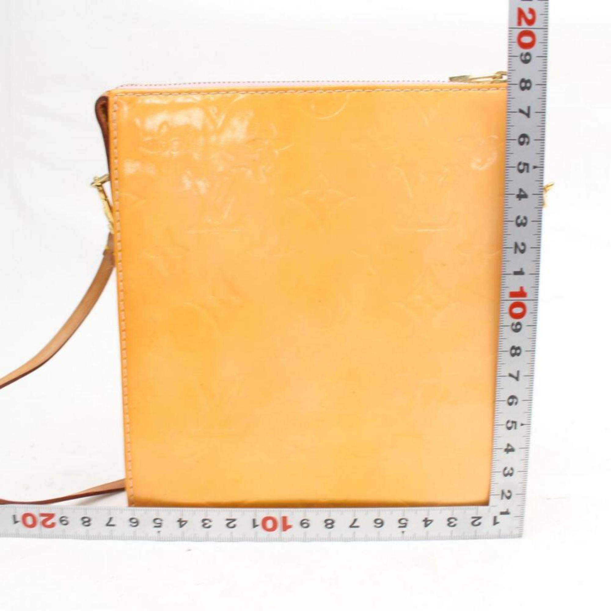 Louis Vuitton Mott Monogram Vernis 868580 Orange Patent Leather Shoulder Bag For Sale 2