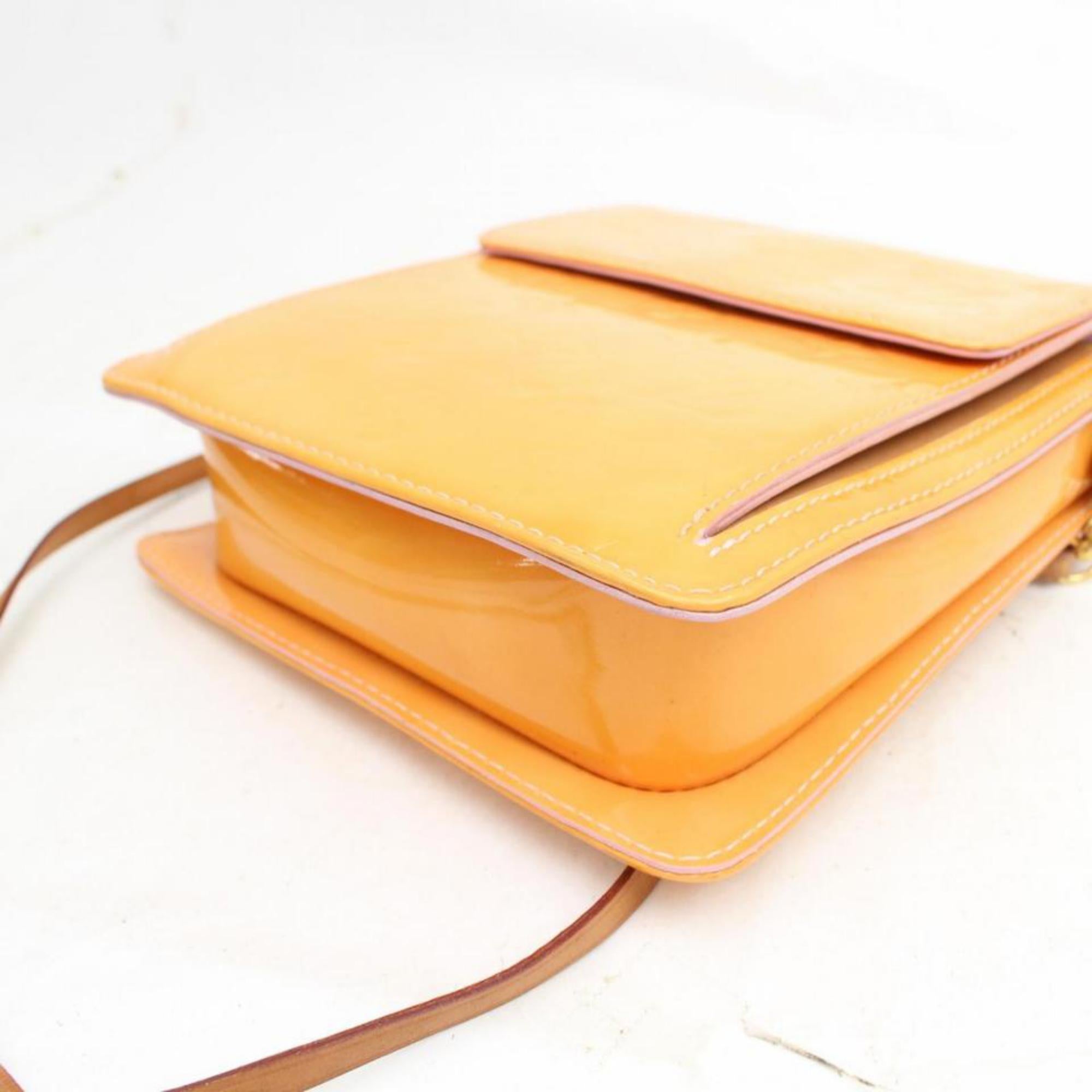 Louis Vuitton Mott Monogram Vernis 868580 Orange Patent Leather Shoulder Bag For Sale 3