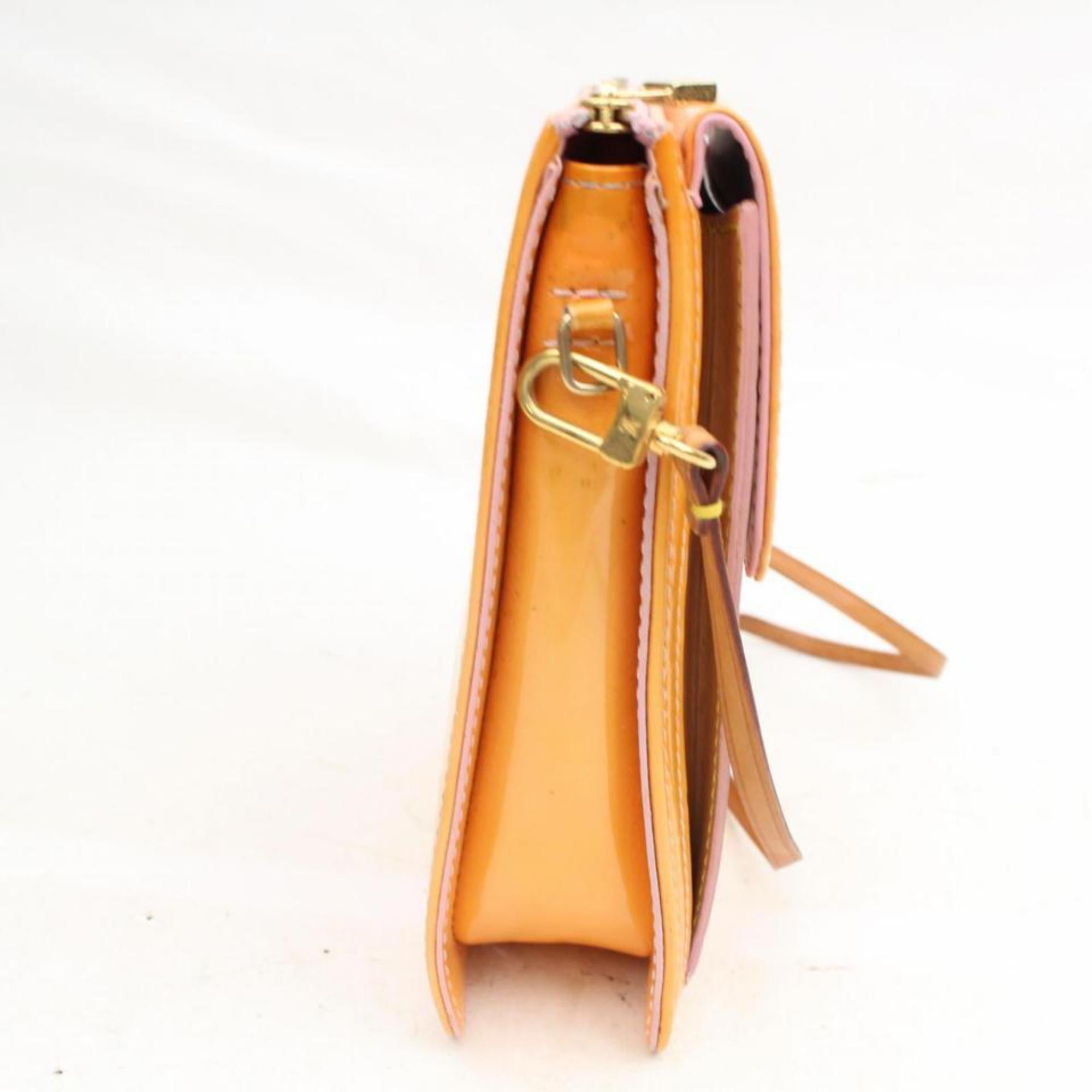 Louis Vuitton Mott Monogram Vernis 868580 Orange Patent Leather Shoulder Bag For Sale 4