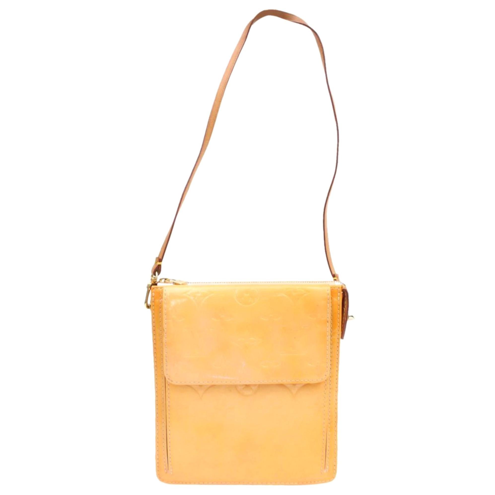 Louis Vuitton Mott Monogram Vernis 868580 Orange Patent Leather Shoulder Bag For Sale