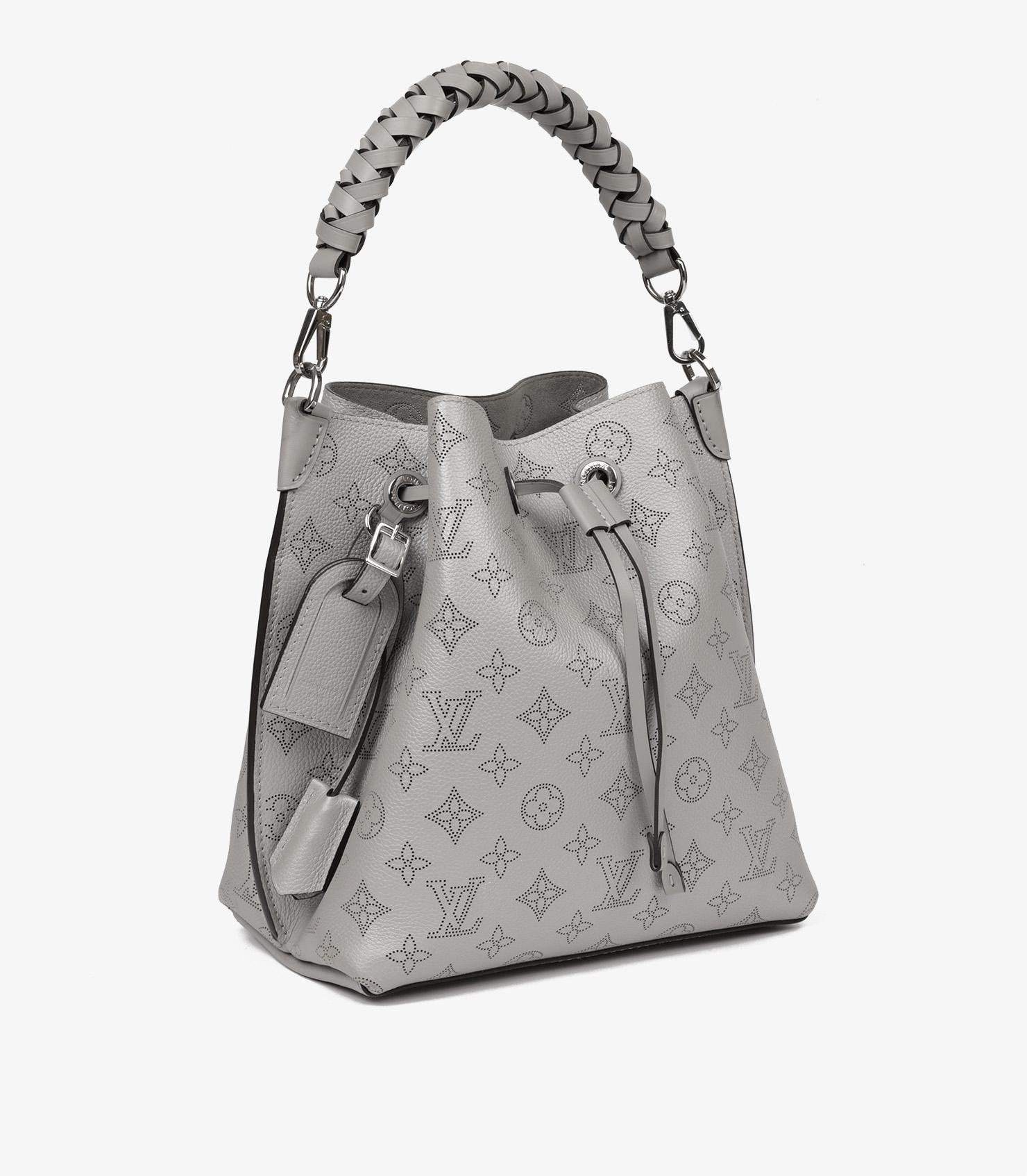 Gray Louis Vuitton Mouse Grey Mahina Perforated Monogram Calfskin Leather Muria