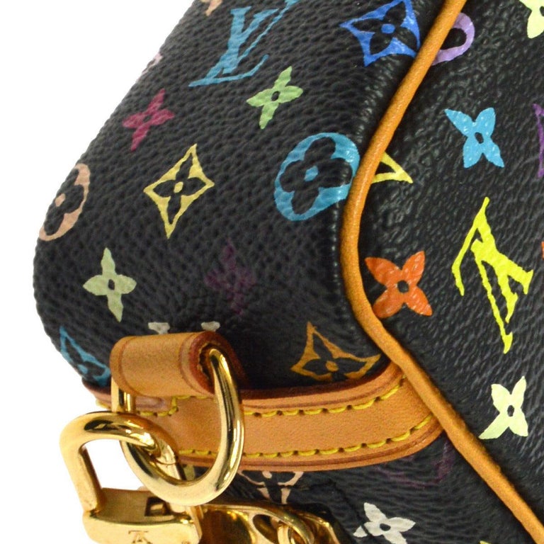 Louis Vuitton Multi Color Black Small Mini Evening Clutch Wristlet Pochette Bag For Sale at 1stdibs