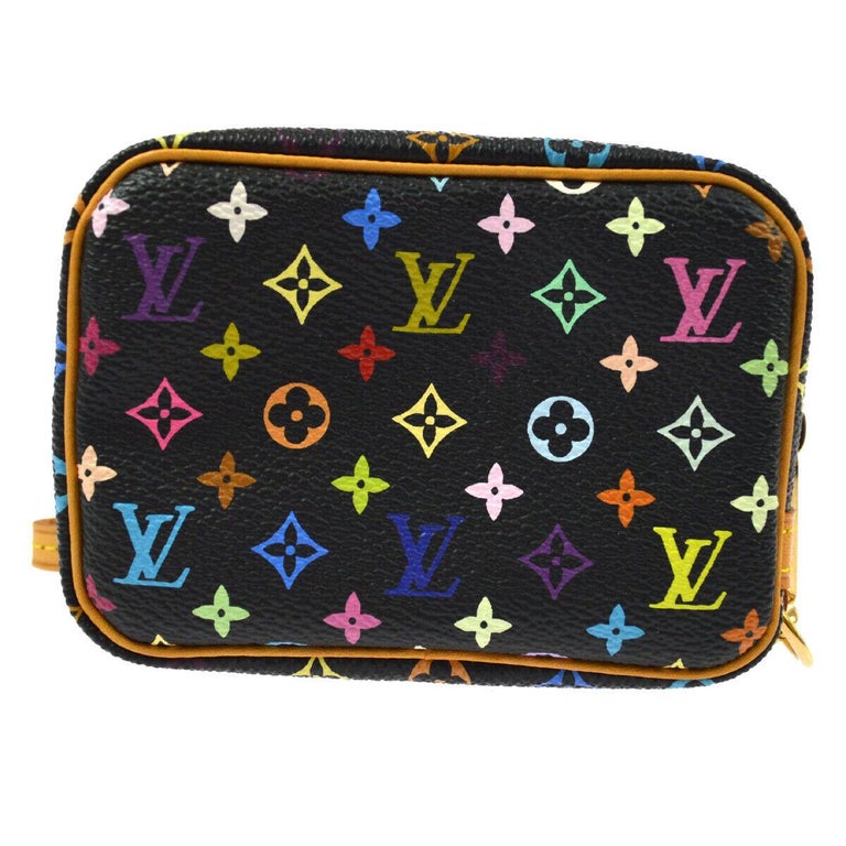 Louis Vuitton Multi Color Black Small Mini Evening Clutch Wristlet Pochette Bag For Sale at 1stdibs