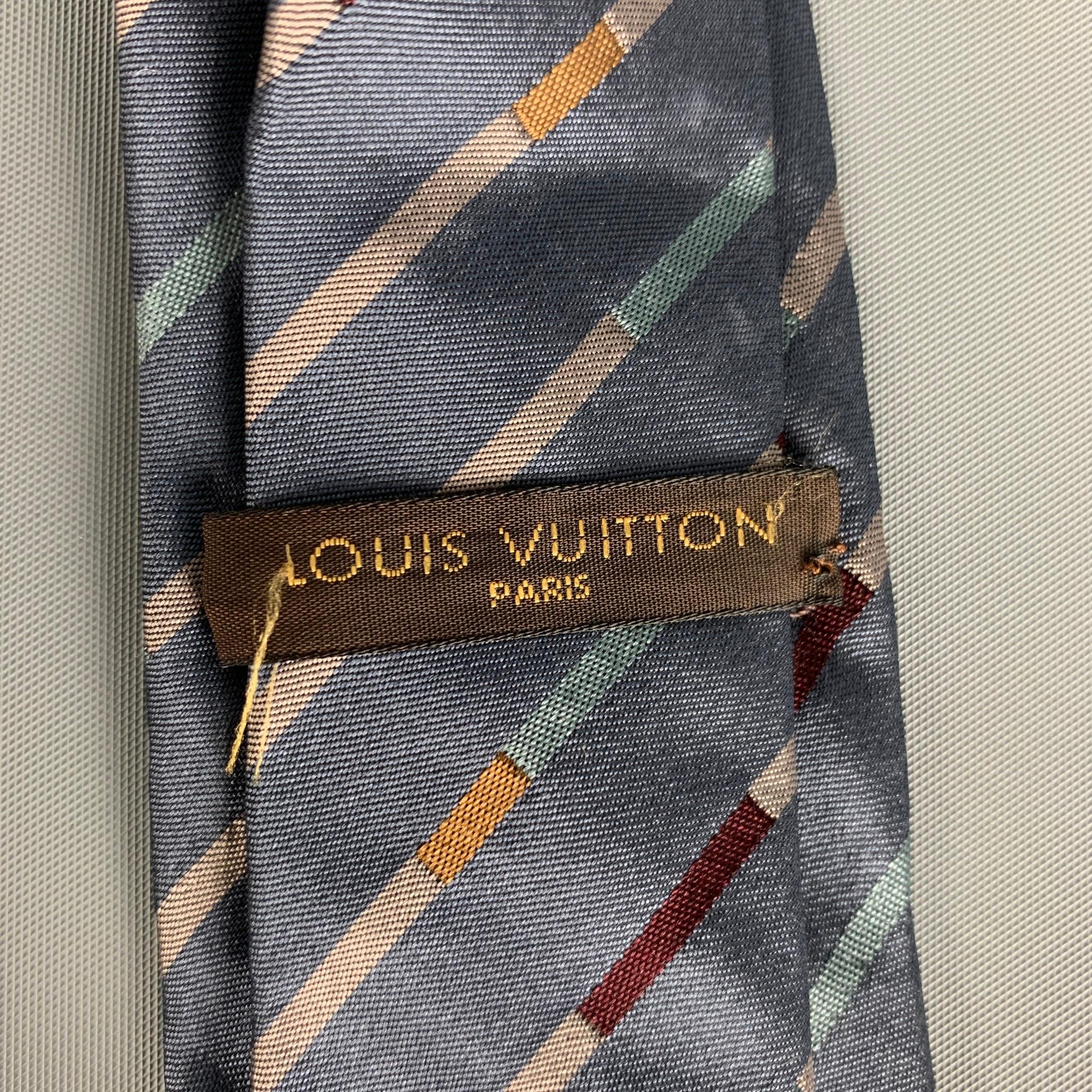 Men's LOUIS VUITTON Multi-Color Diagonal Stripe Silk Neck Tie