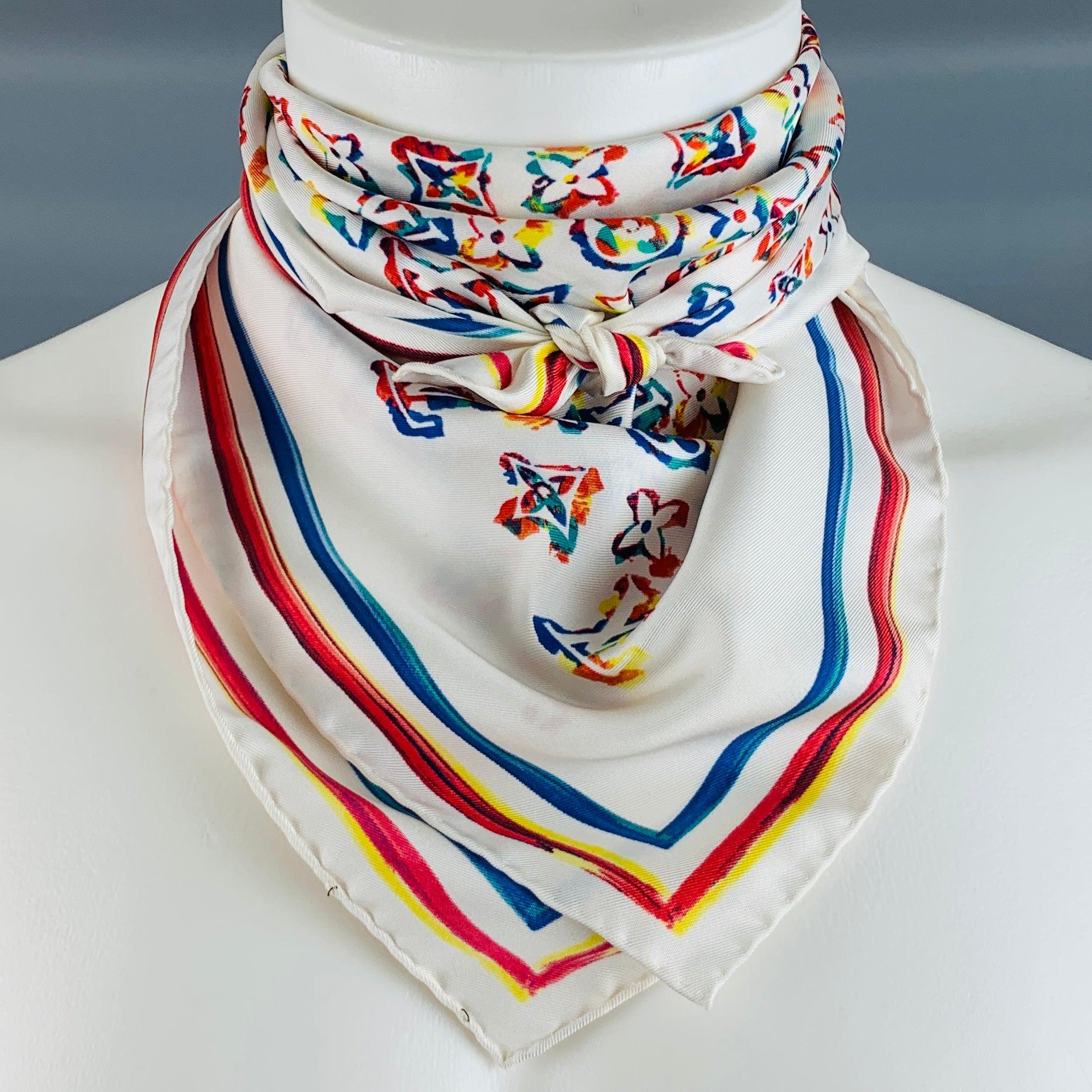 LOUIS VUITTON Pañuelo de seda estampado monograma multicolor en venta 2
