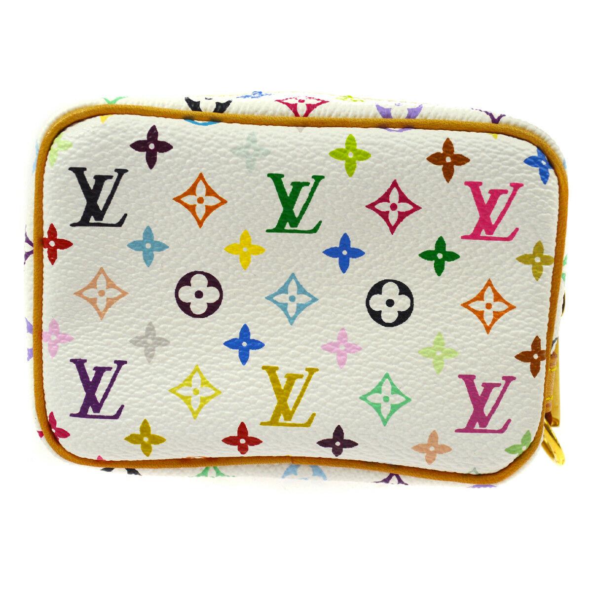 Louis Vuitton Multi Color White Small Mini Evening Clutch Wristlet Pochette Bag 

Monogram canvas
Leather
Gold tone hardware
Woven lining
Made in France
Measures 4