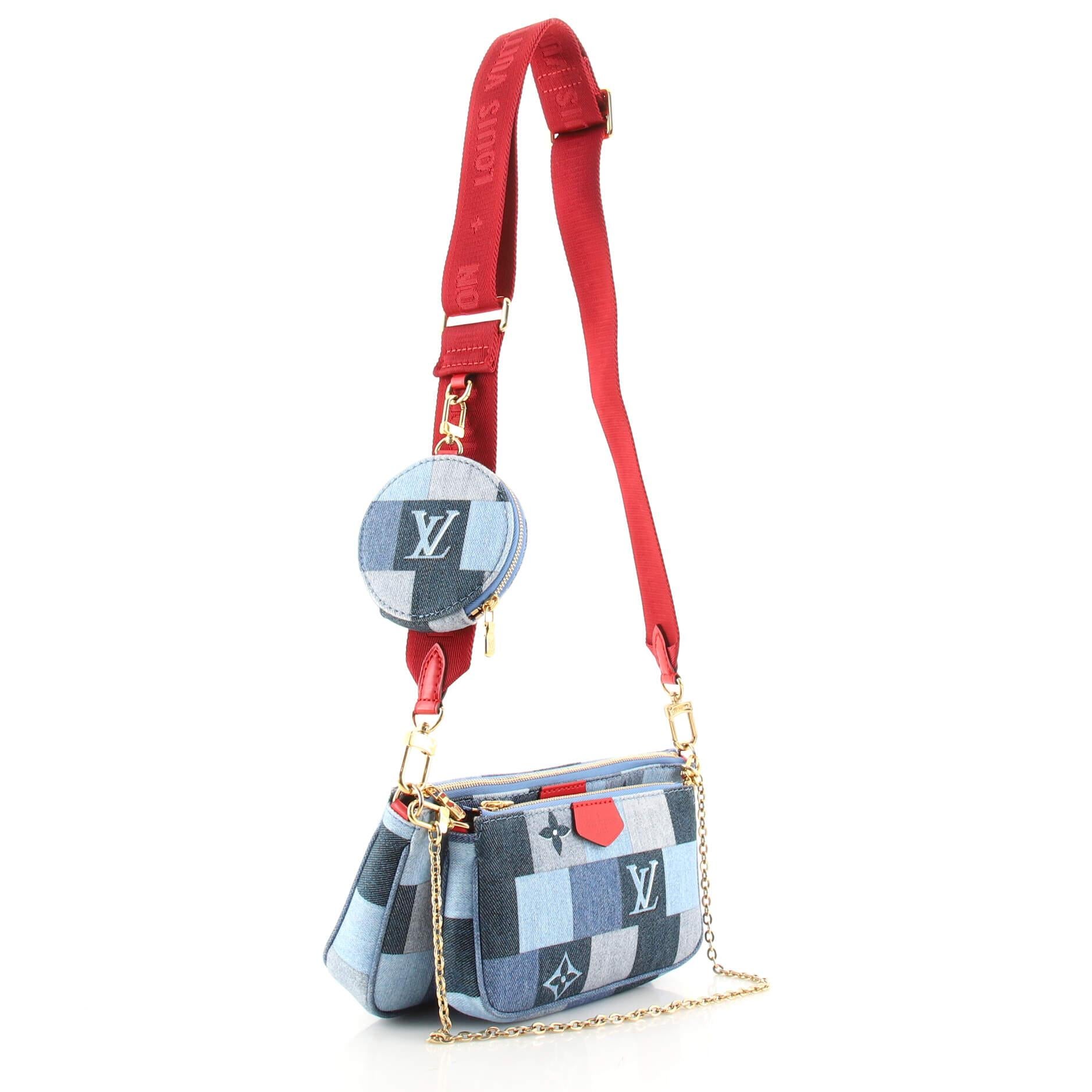 Louis Vuitton Multi Pochette Accessoires Damier and Monogram Patchwork Denim In Good Condition In NY, NY