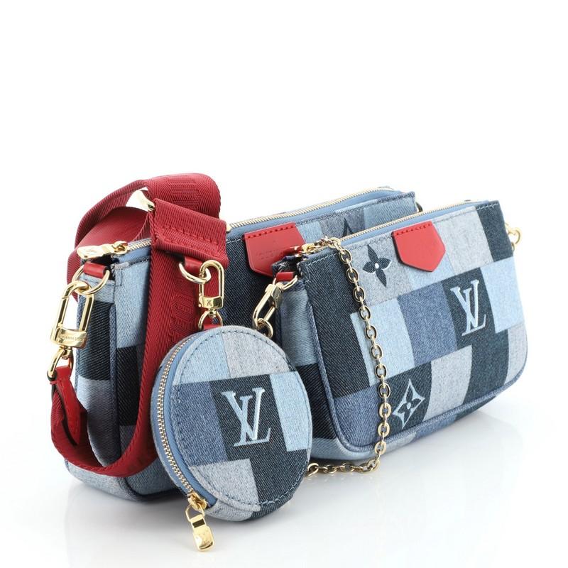 Louis Vuitton Multi Pochette Accessoires Damier and Monogram Patchwork Denim In Good Condition In NY, NY