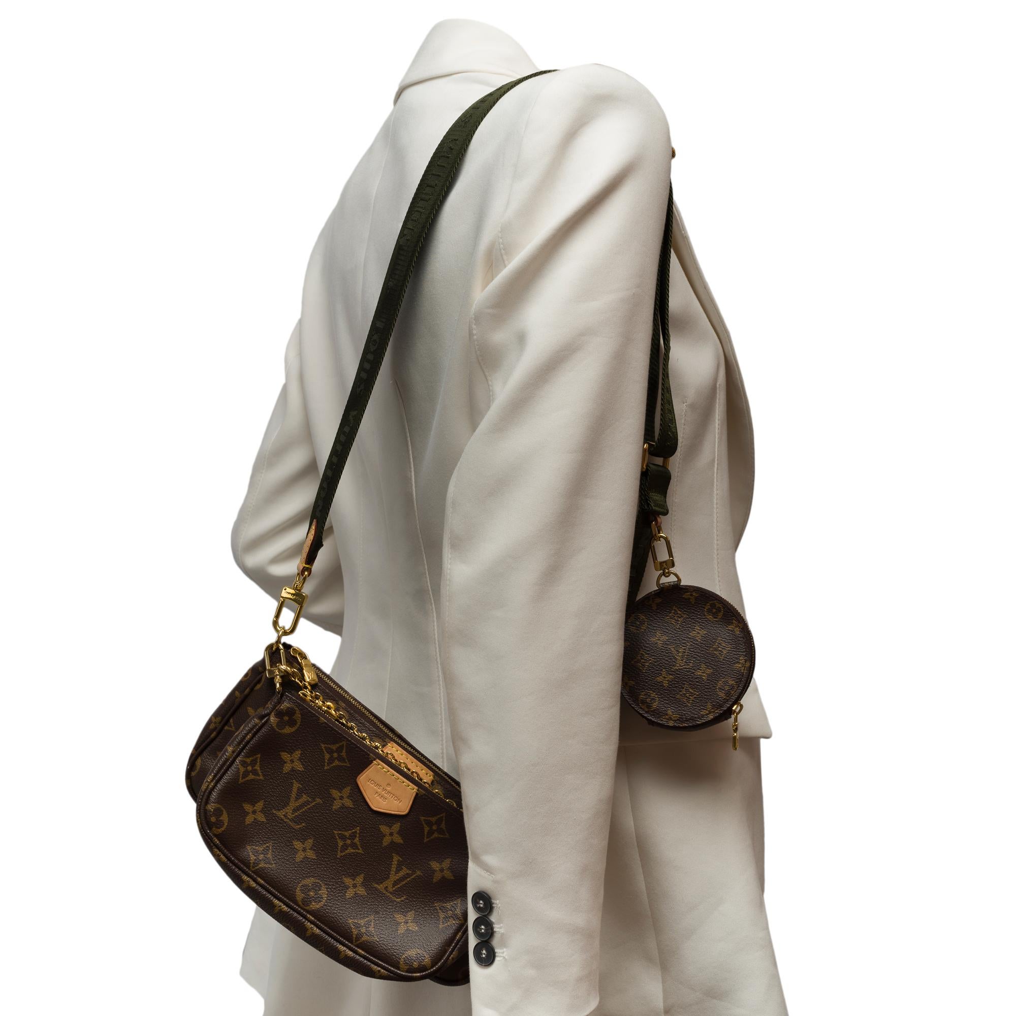 Louis Vuitton Multi-Pochette aus braunem Canvas mit Monogramm, GHW im Angebot 9