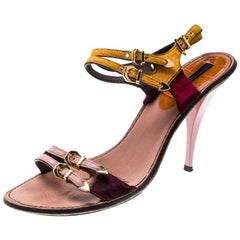 Louis Vuitton Multicolor Calf Hair Buckle Ankle Strap Sandals Size 38.5