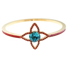 Louis Vuitton Multicolor Crystal Fleur Gold Tone Bangle Bracelet