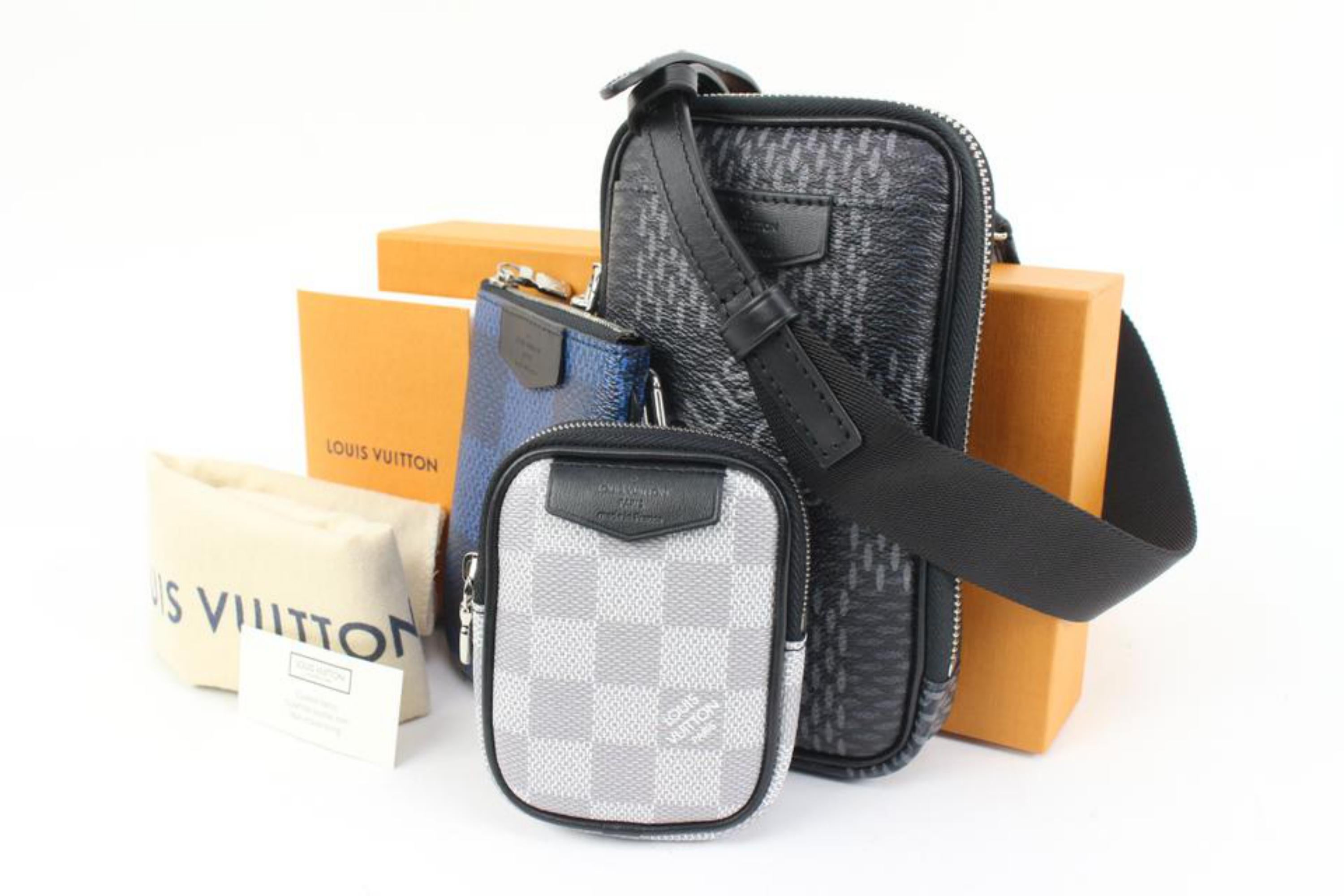 Louis Vuitton Multicolor Damier Modular Pouch Trio Crossbody Bag 47lk325s
Date Code/Serial Number: SP3280
Made In: France
Measurements: Length:  White/Grey Pouch: 3