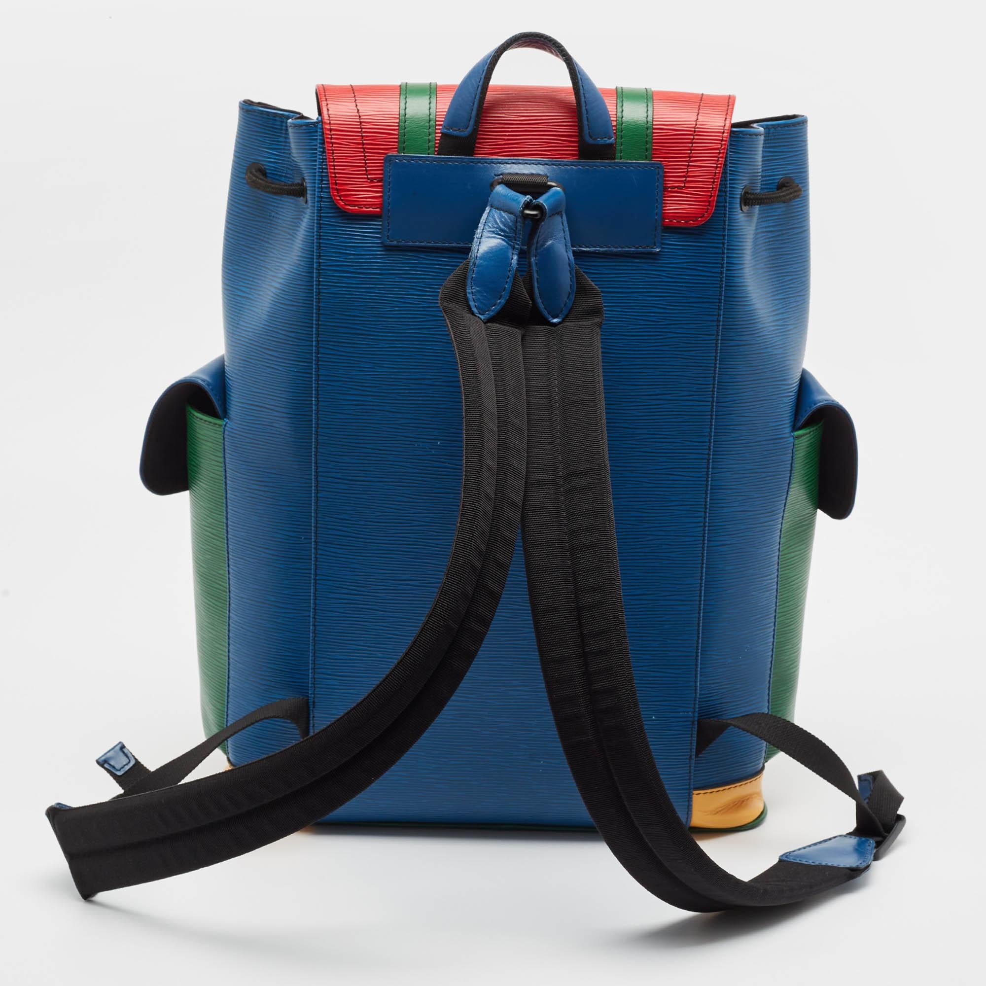 Louis Vuitton Multicolor Epi Leather Christopher MM Backpack In Good Condition For Sale In Dubai, Al Qouz 2