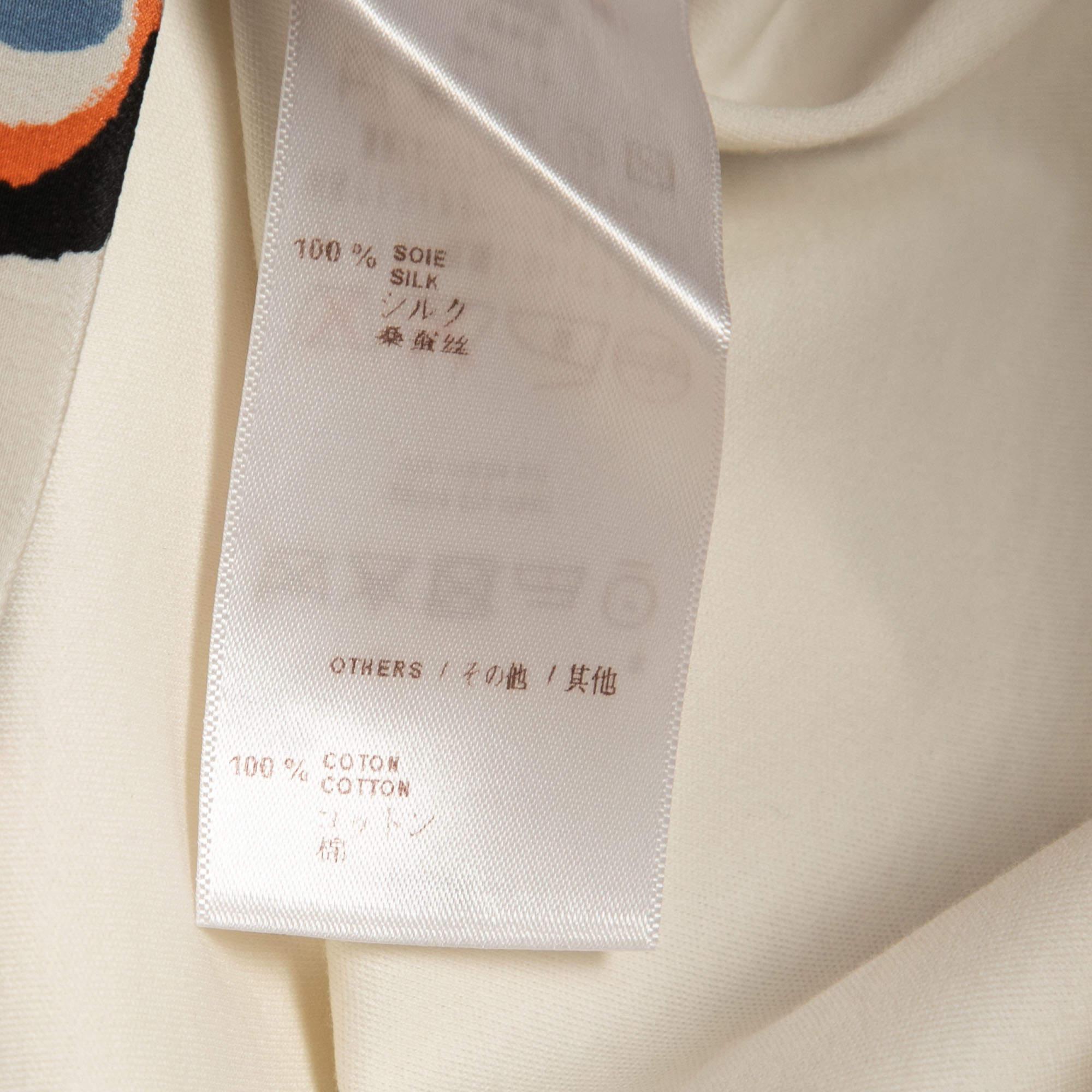 Women's Louis Vuitton Multicolor Floral Print Silk & Cotton Short Sleeve T-Shirt XS For Sale