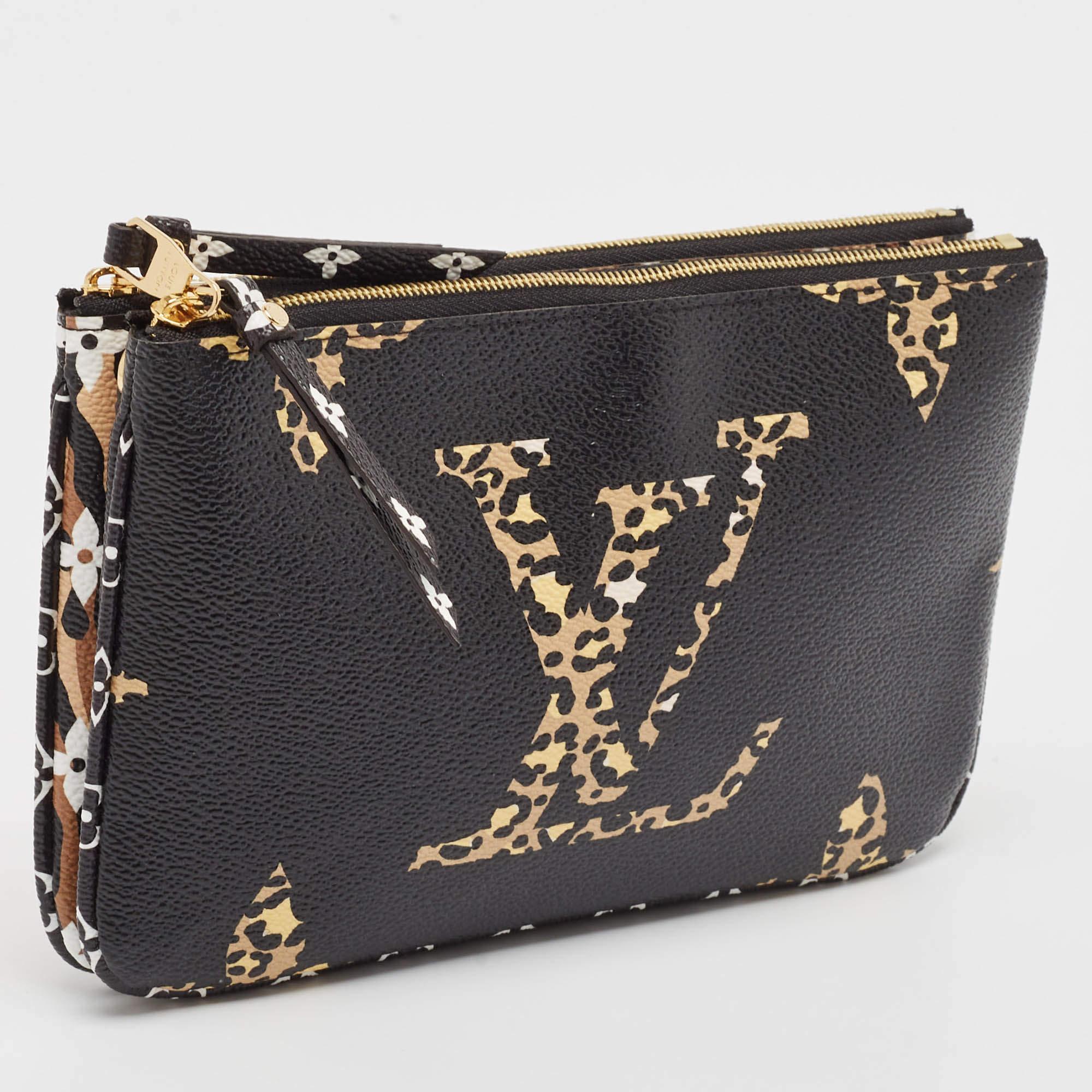 Louis Vuitton Multicolor Riese Monogramm Leinwand Dschungel Doppel-Zip-Pochette (Schwarz) im Angebot