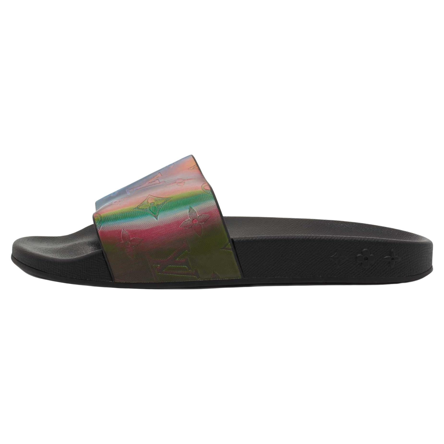 Louis Vuitton Multicolor Iridescent Monogram Rubber Waterfront Slides Size  43 Louis Vuitton