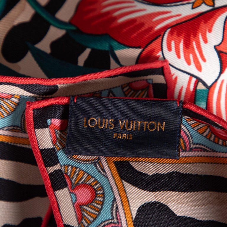 Louis Vuitton Logo Monogram Jungle Fever Printed Silk & Wool Scarf