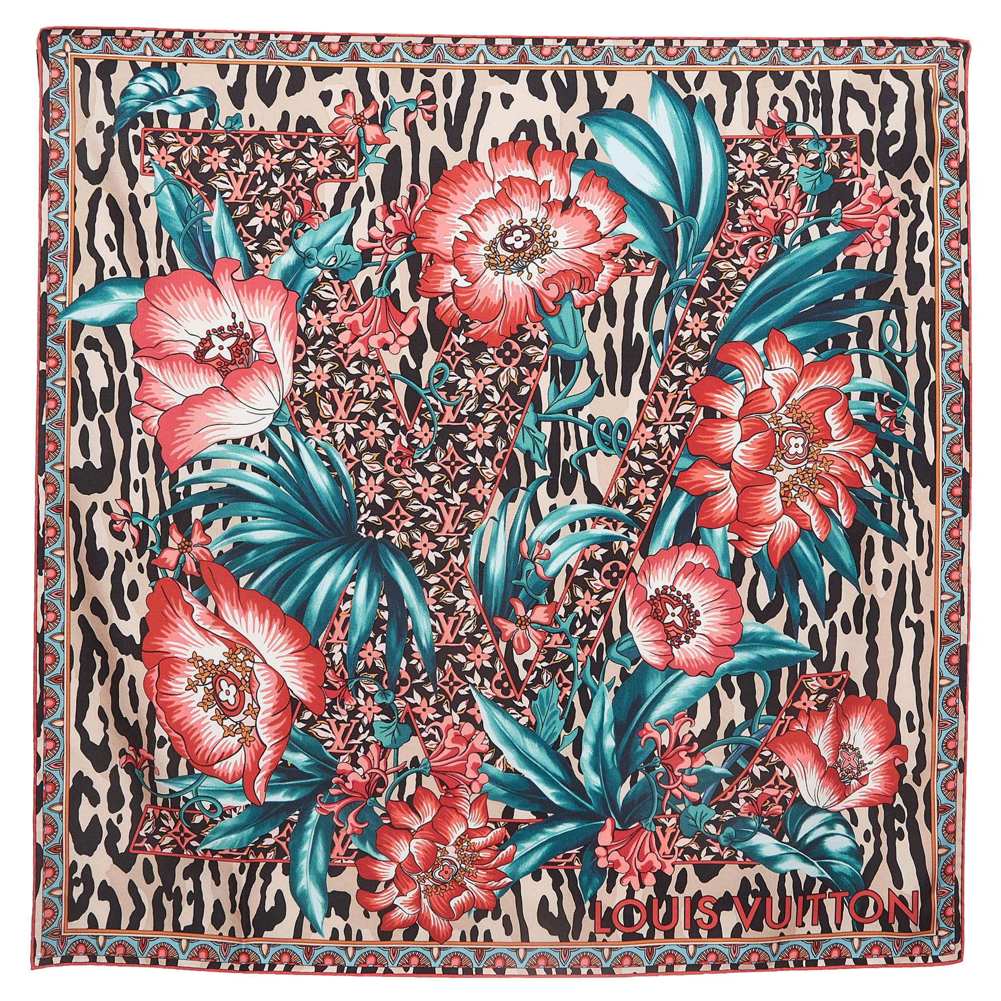 Louis Vuitton Multicolor Jungle Fever Silk Square Scarf