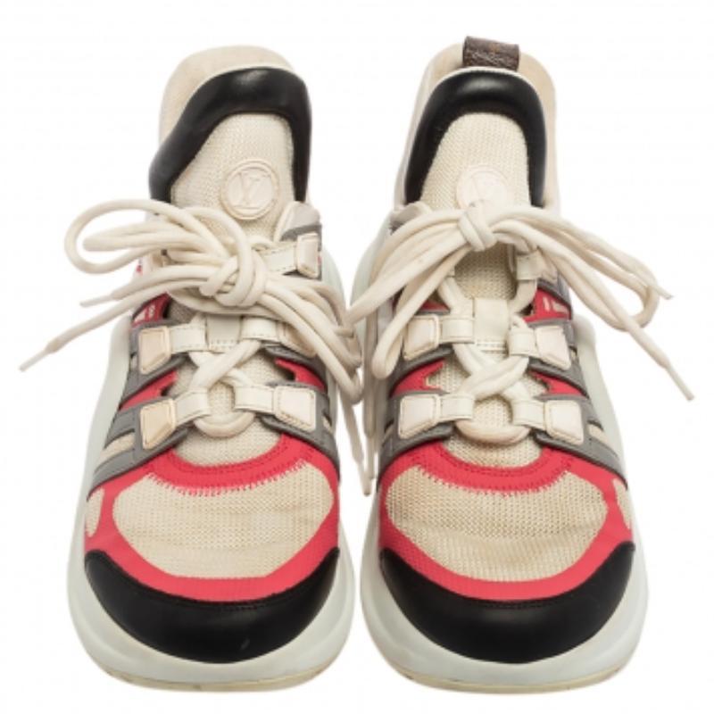 Louis Vuitton Multicolor Leather And Mesh Archlight Sneakers Size 36.5 In Good Condition For Sale In Dubai, Al Qouz 2