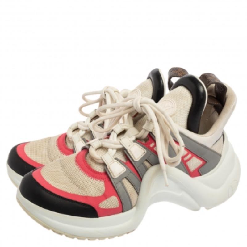 Women's Louis Vuitton Multicolor Leather And Mesh Archlight Sneakers Size 36.5 For Sale