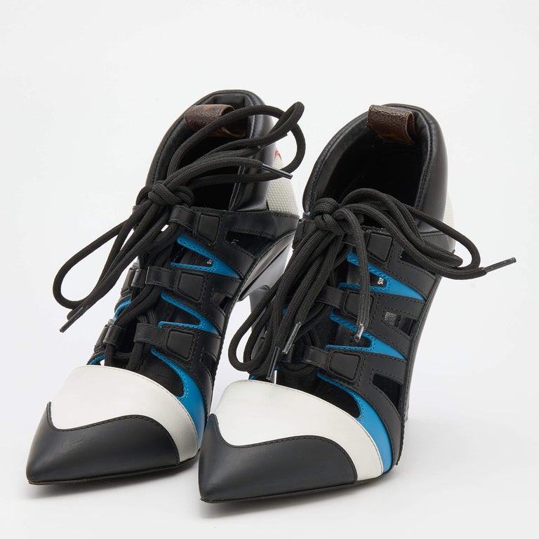 Louis Vuitton Multicolor Leather and Mesh Lace Up Booties Size 37.5 For ...