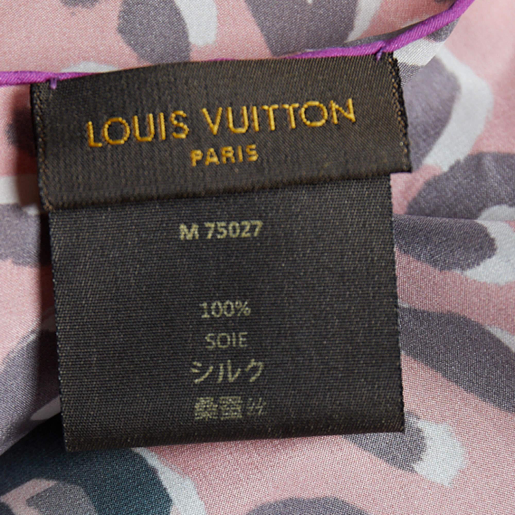Louis Vuitton Multicolor Leopard Printed Giant V Silk Square Scarf 2